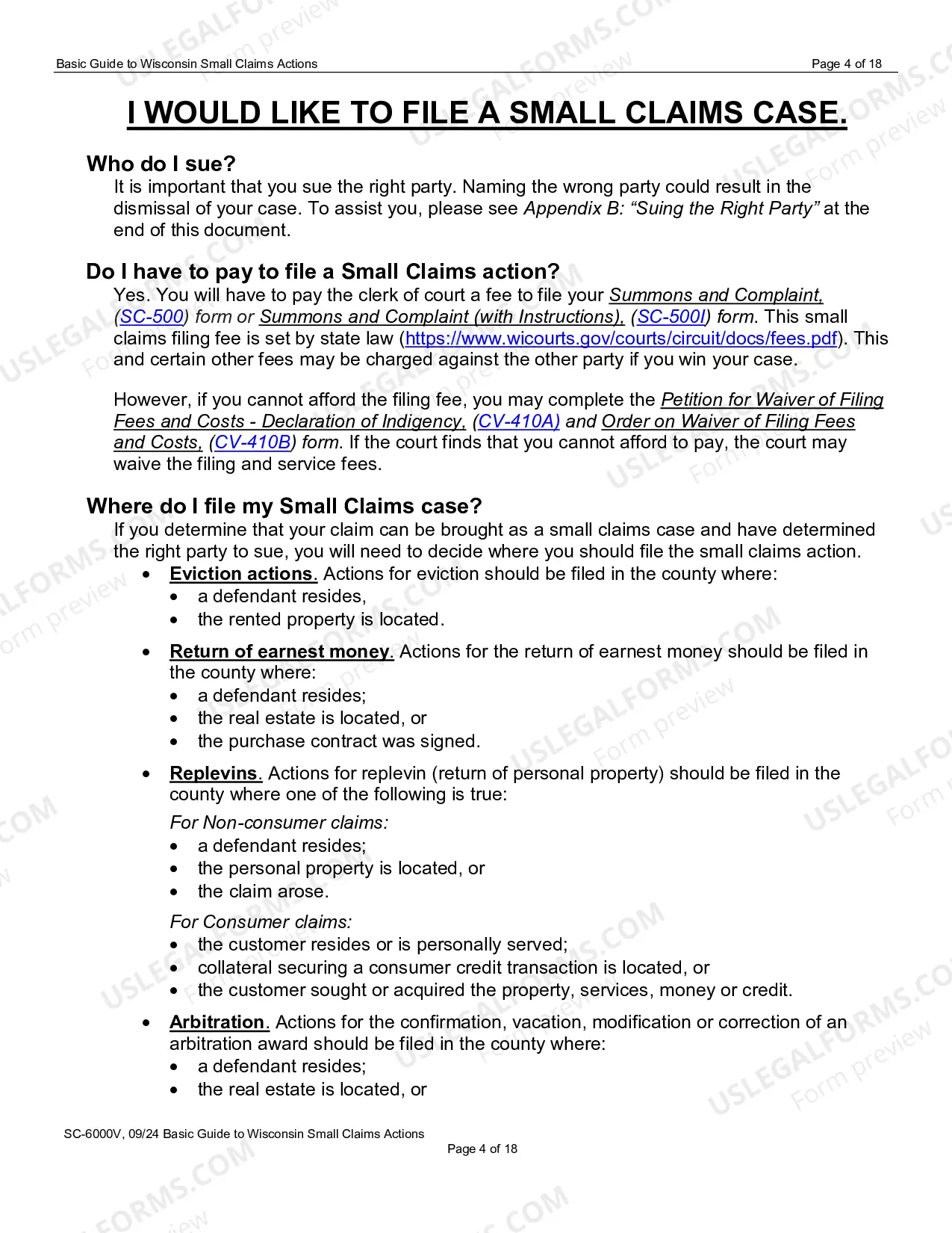 Preview SC-6000V: Basic Guide to Wisconsin Small Claims Actions