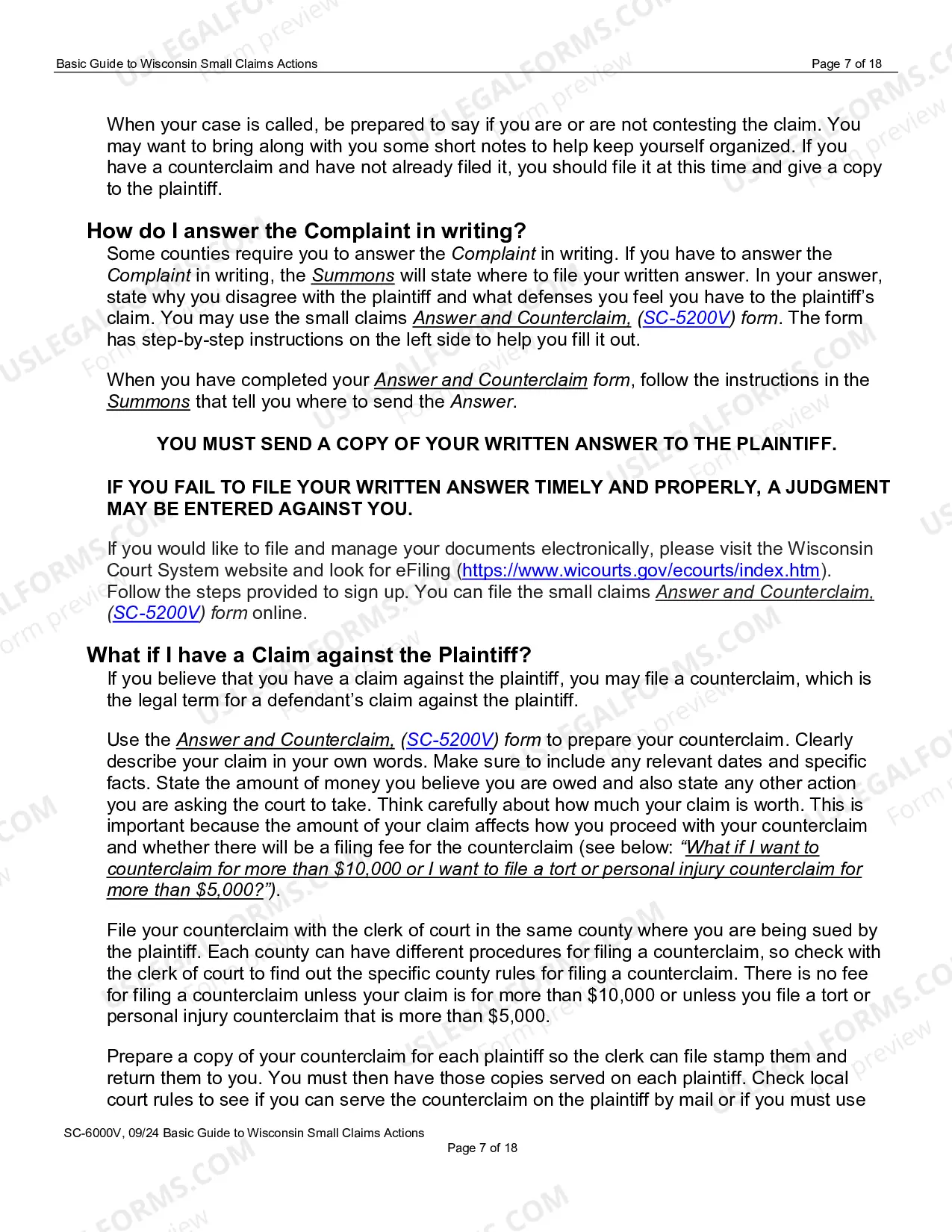 Preview SC-6000V: Basic Guide to Wisconsin Small Claims Actions