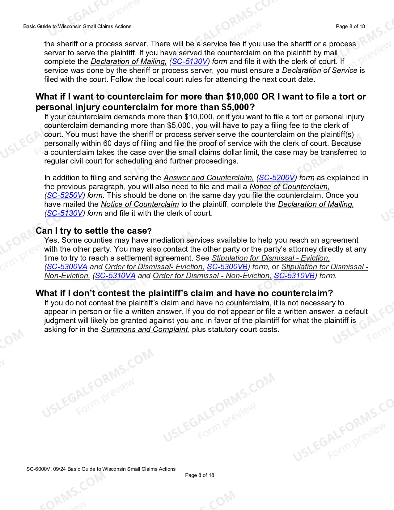 Preview SC-6000V: Basic Guide to Wisconsin Small Claims Actions