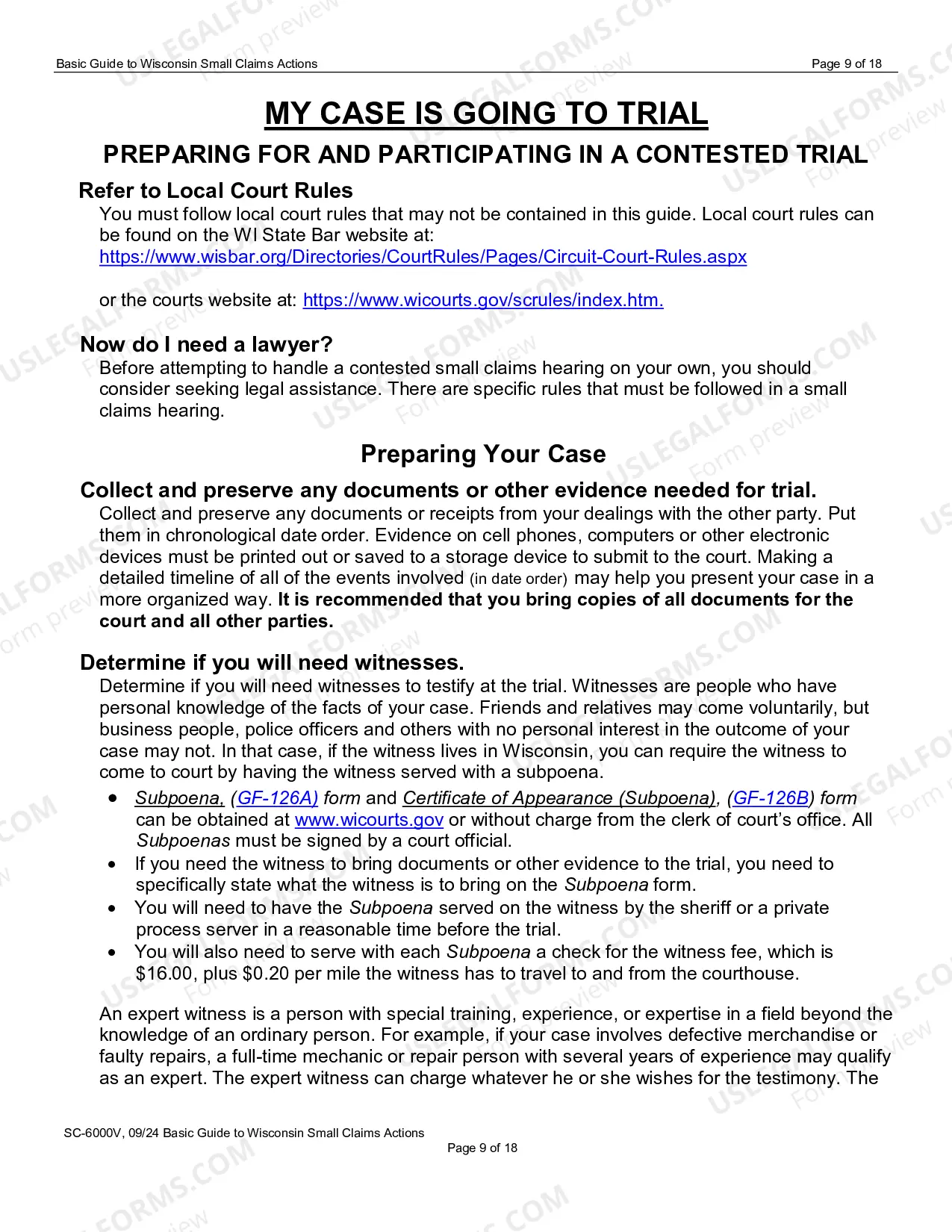 Preview SC-6000V: Basic Guide to Wisconsin Small Claims Actions
