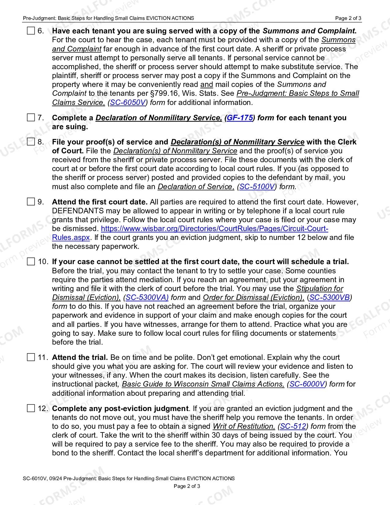 Preview SC-6010V: Pre-Judgment: Basic Steps for Handling a Small Claims Case for Eviction