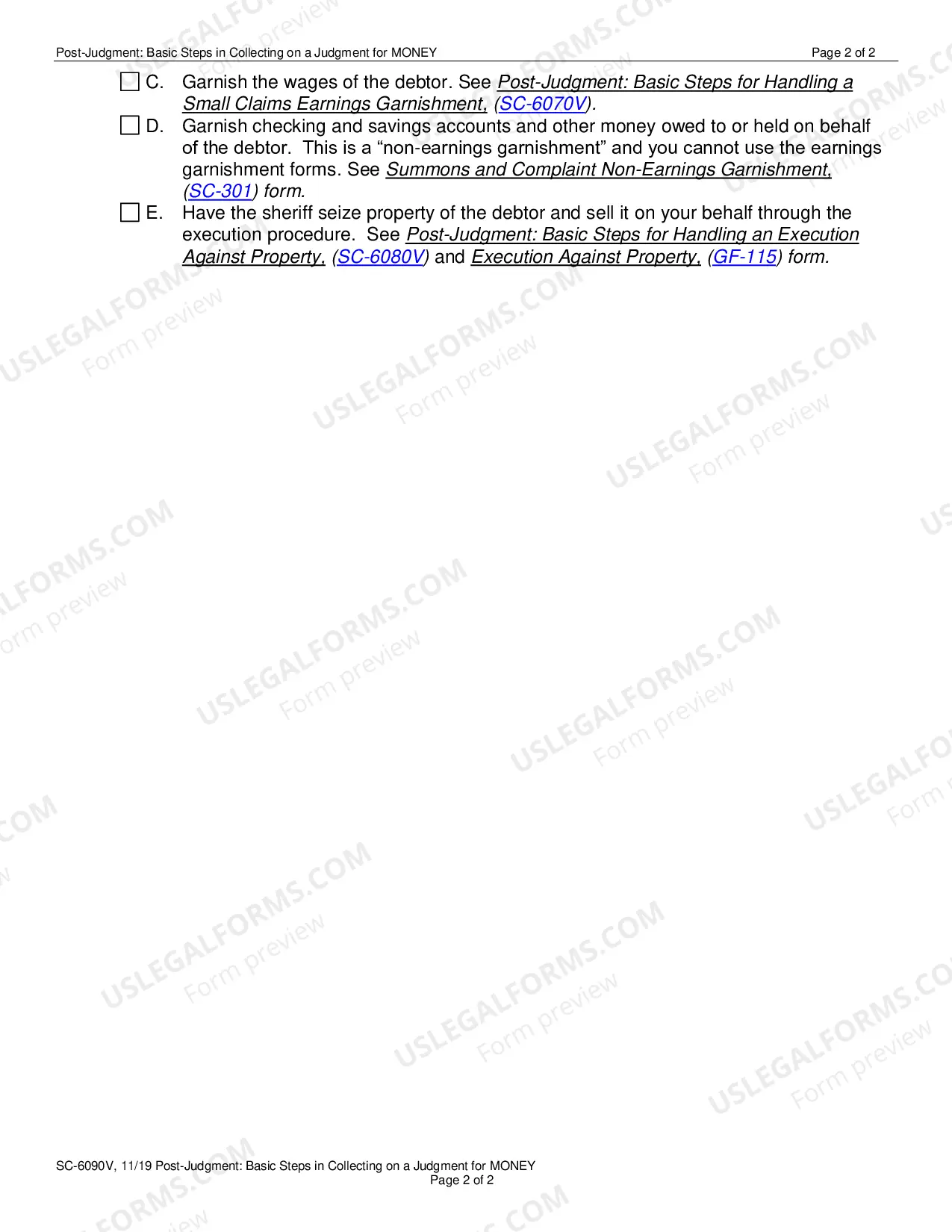 Preview SC-6090V: Post-Judgment: Basic Steps in Collecting on a Judgment for Money