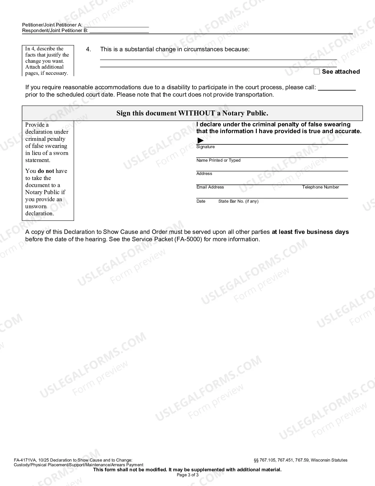 Preview Affidavit For Change of Child Support Maintenance Or Family Support
