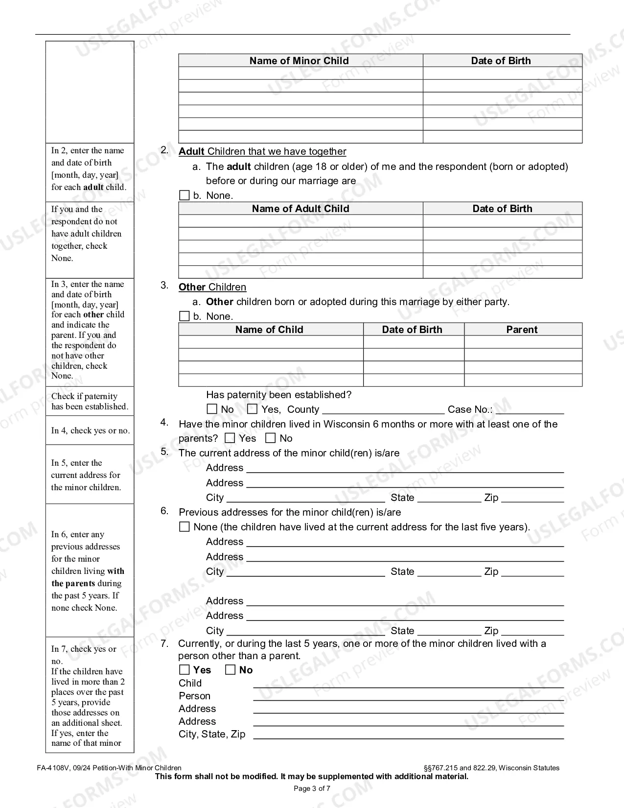 Preview Petition with Minor Children