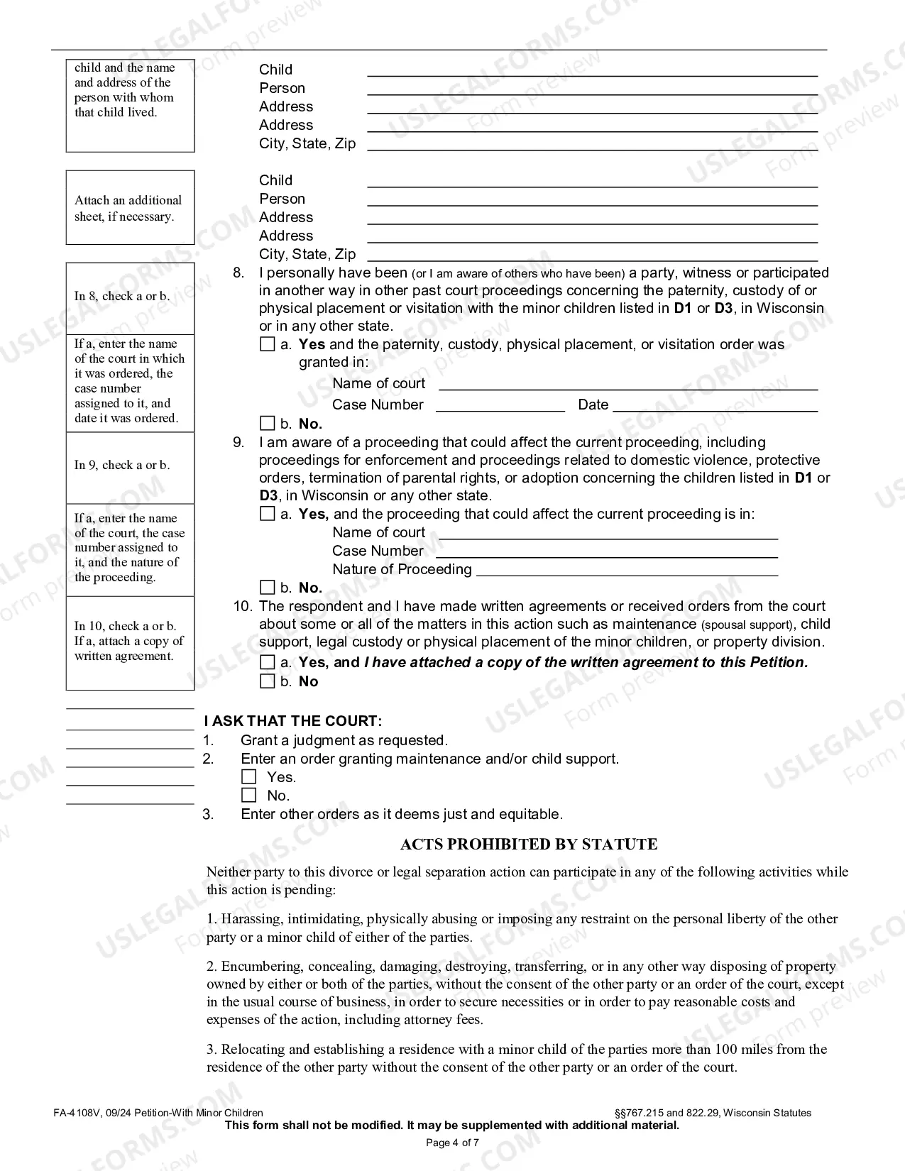 Preview Petition with Minor Children