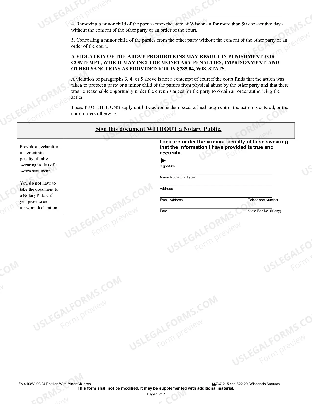 Preview Petition with Minor Children