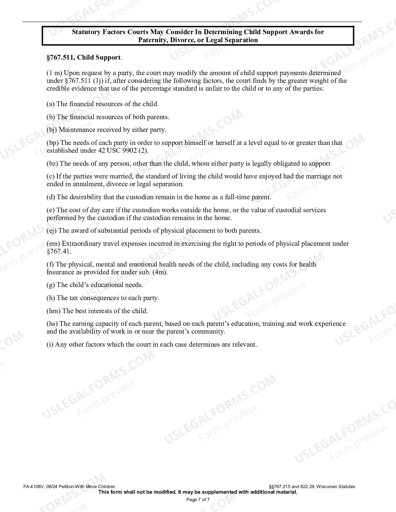 Preview Petition with Minor Children