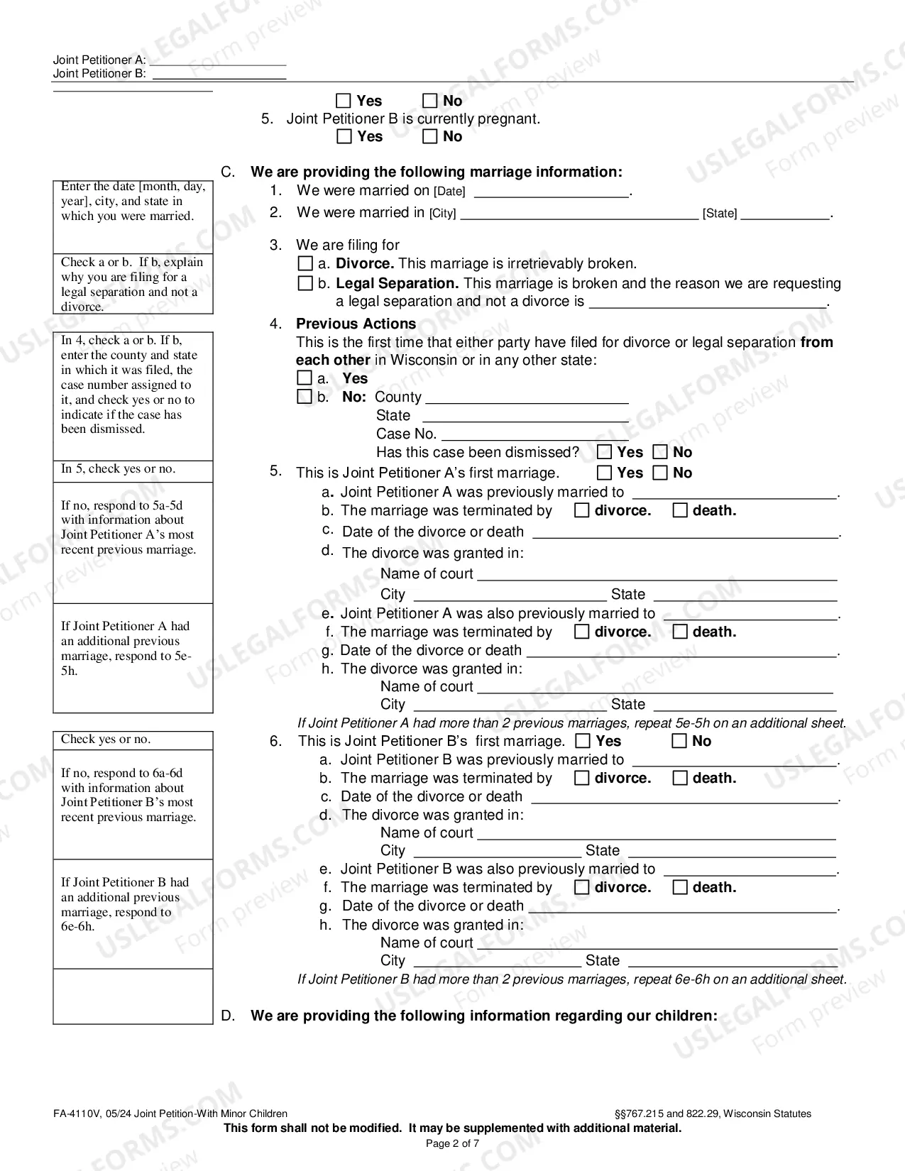 Preview Joint Petition with Minor Children