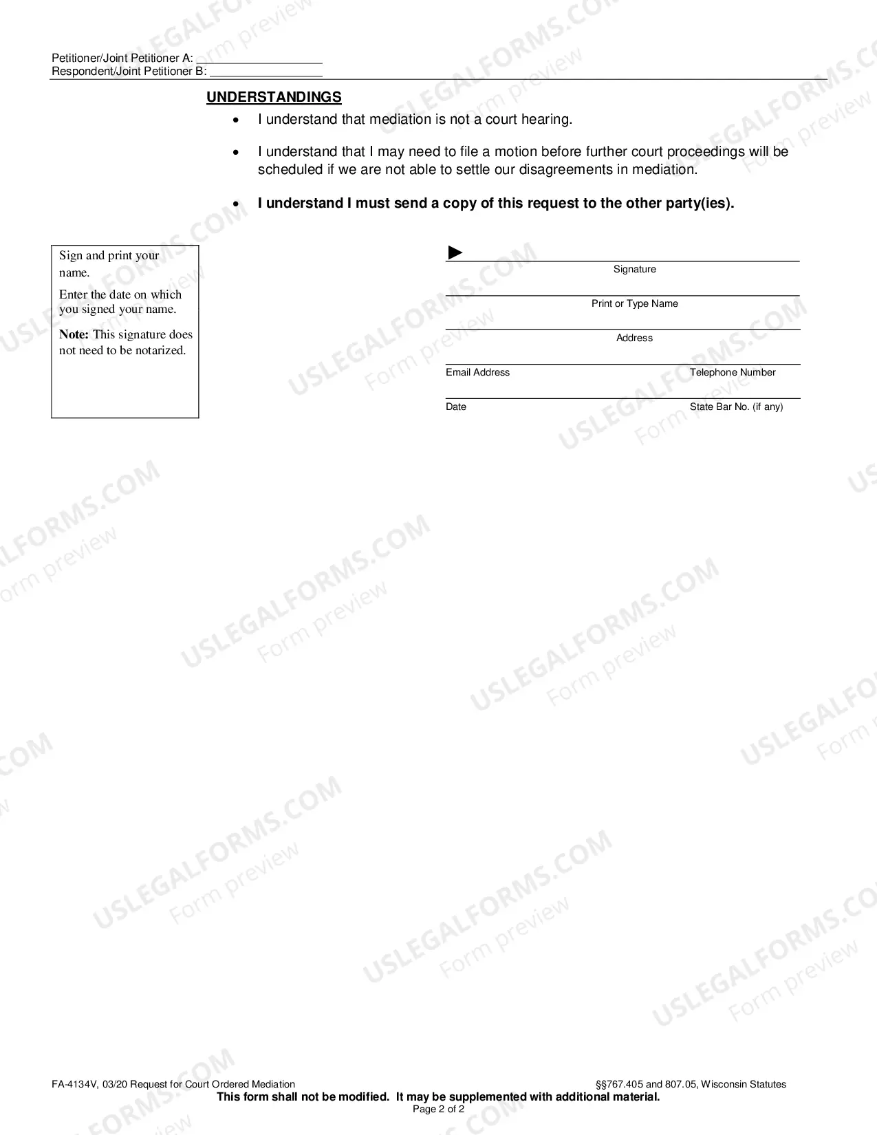 Preview Request for Court-Ordered Mediation