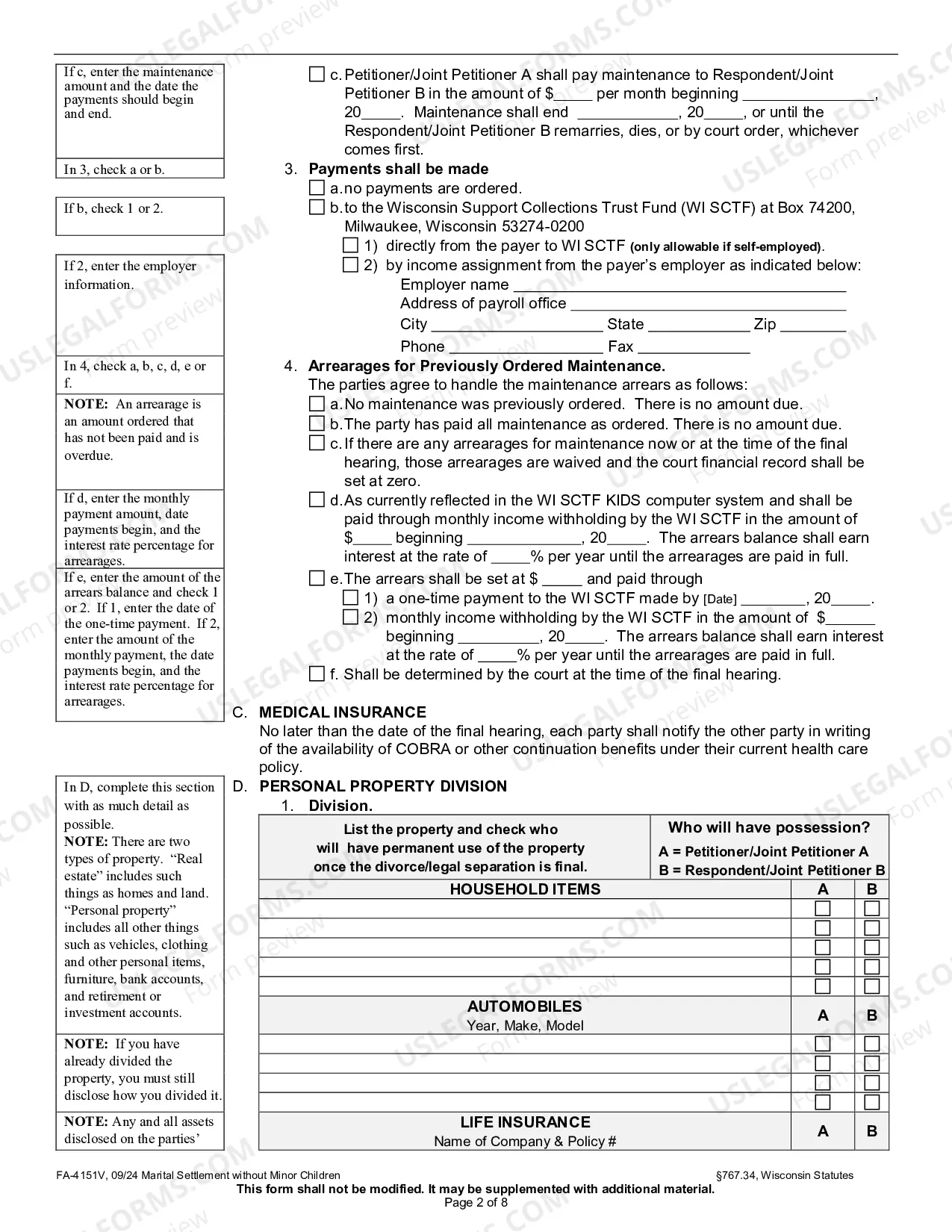 Preview Marital Settlement Agreement without Minor Children