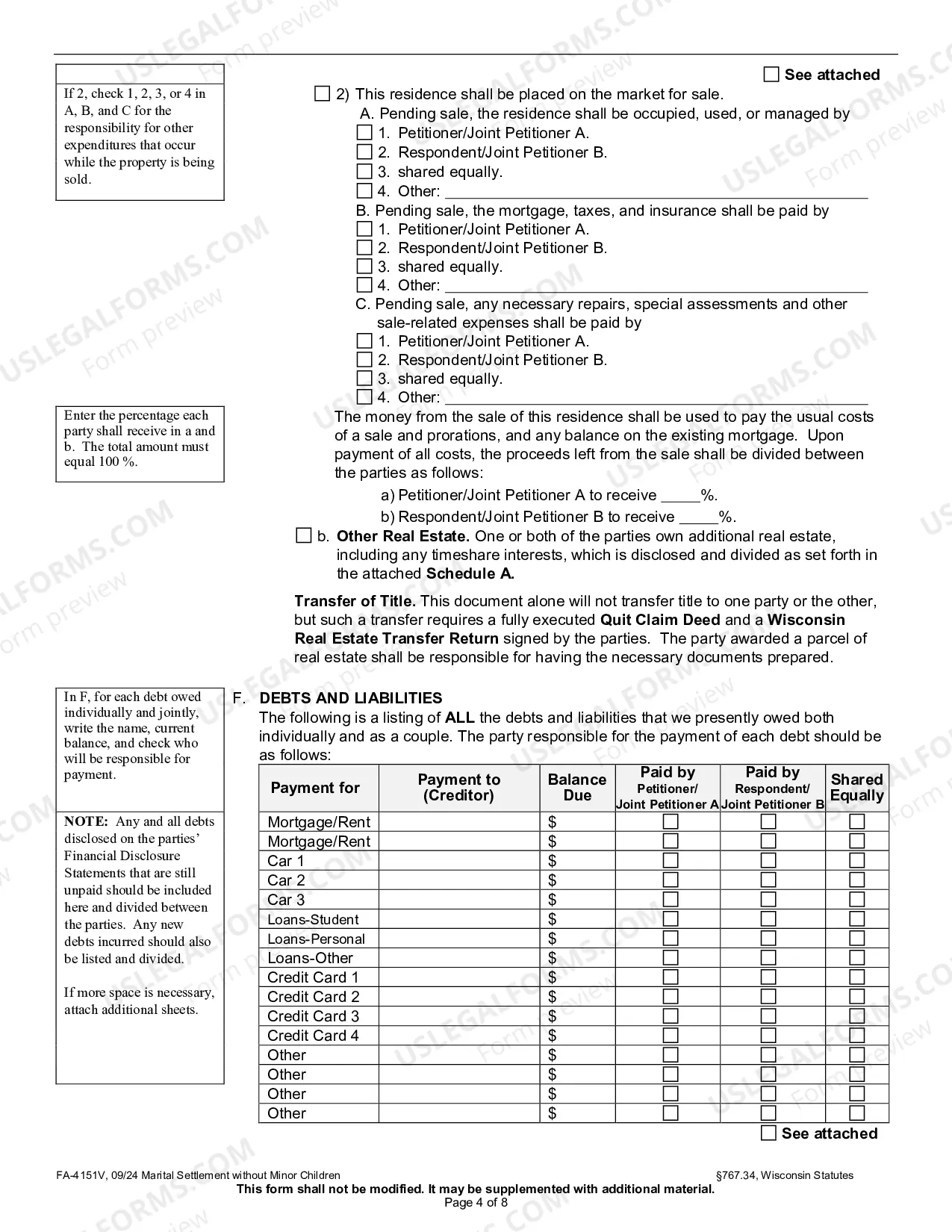 Preview Marital Settlement Agreement without Minor Children