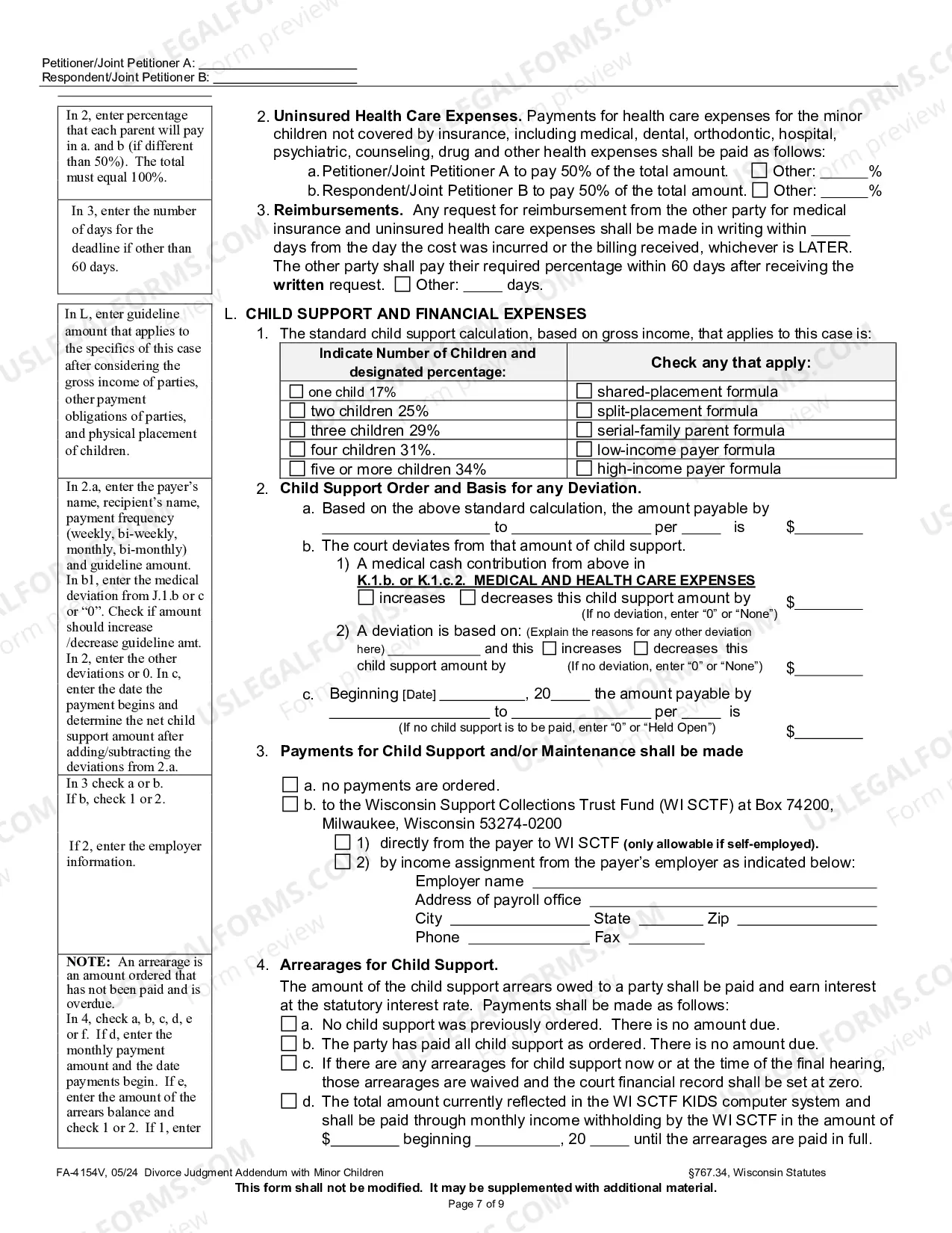 Preview Divorce Judgment Addendum with Minor Children