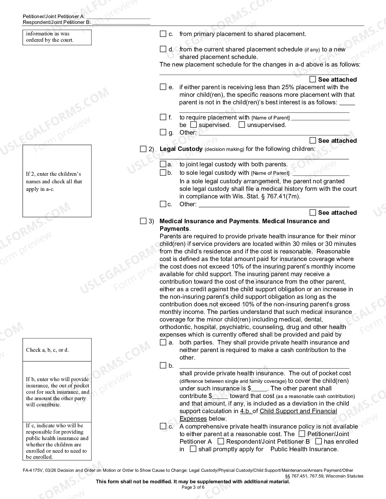 Preview Decision and Order on Motion or Order To Show Cause to: Change of Legal Custody, Physical Placement, Child Support, Maintenance, Other