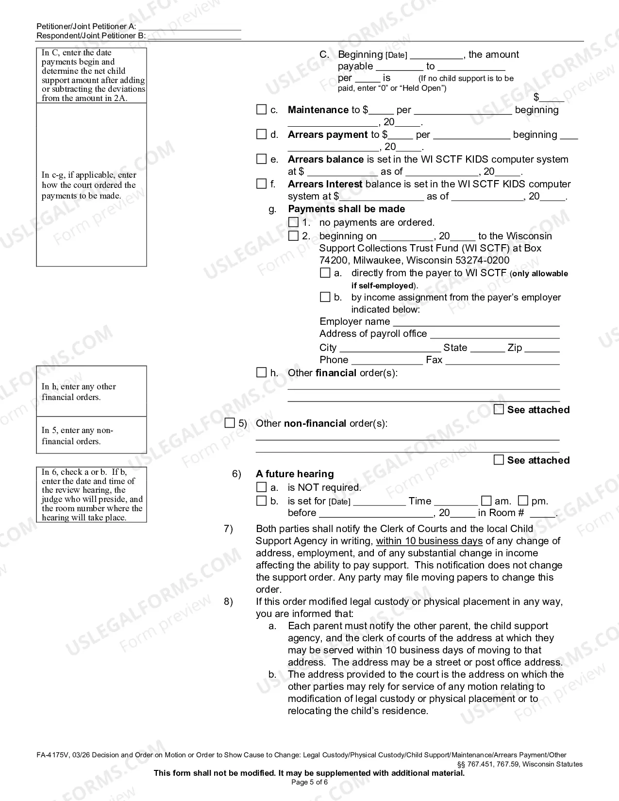 Preview Decision and Order on Motion or Order To Show Cause to: Change of Legal Custody, Physical Placement, Child Support, Maintenance, Other