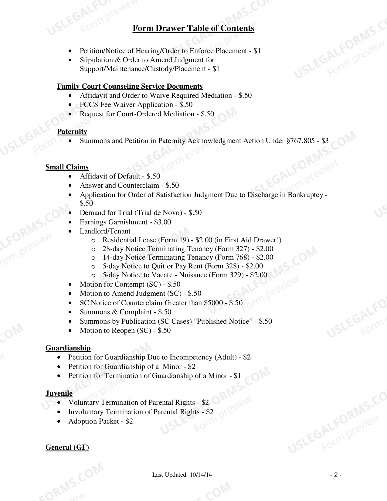Preview See thecomplete list.Includes ignition interlock exemption, Petition to amend vital record, Motion to reopen traffic or forfeitures, Not guilty plea for traffic or forfeitures, Petition for occupational license.