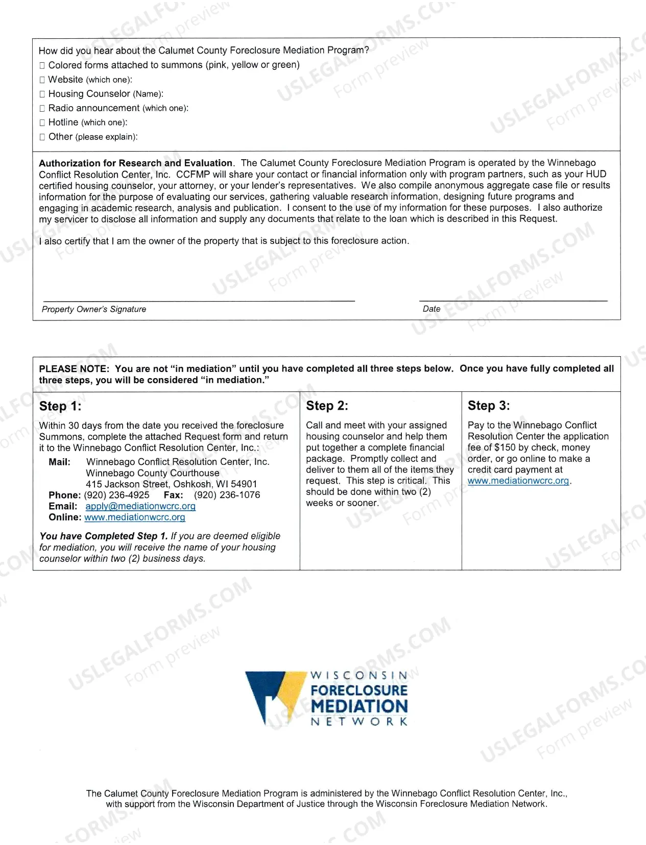 Preview Foreclosure Mediation Program Application(Calumet Circuit Court)