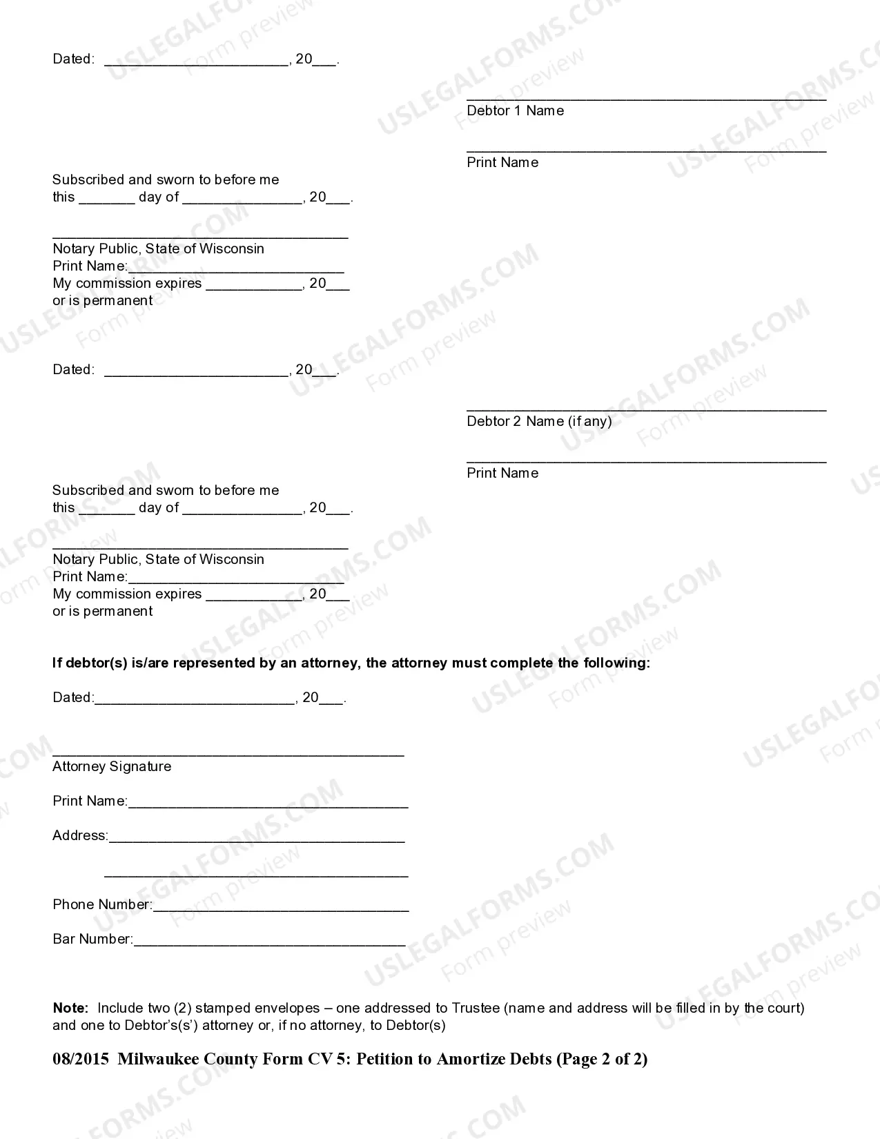Preview Petition to Amortize Debts