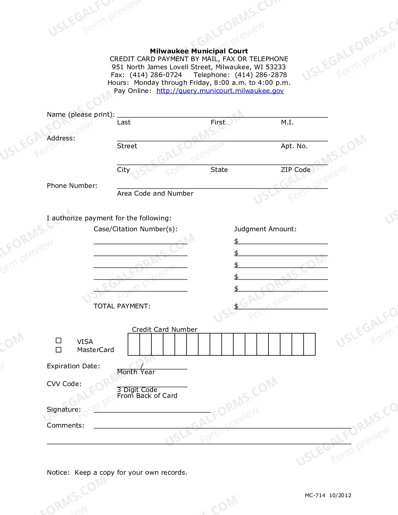 Preview Credit Card Payment