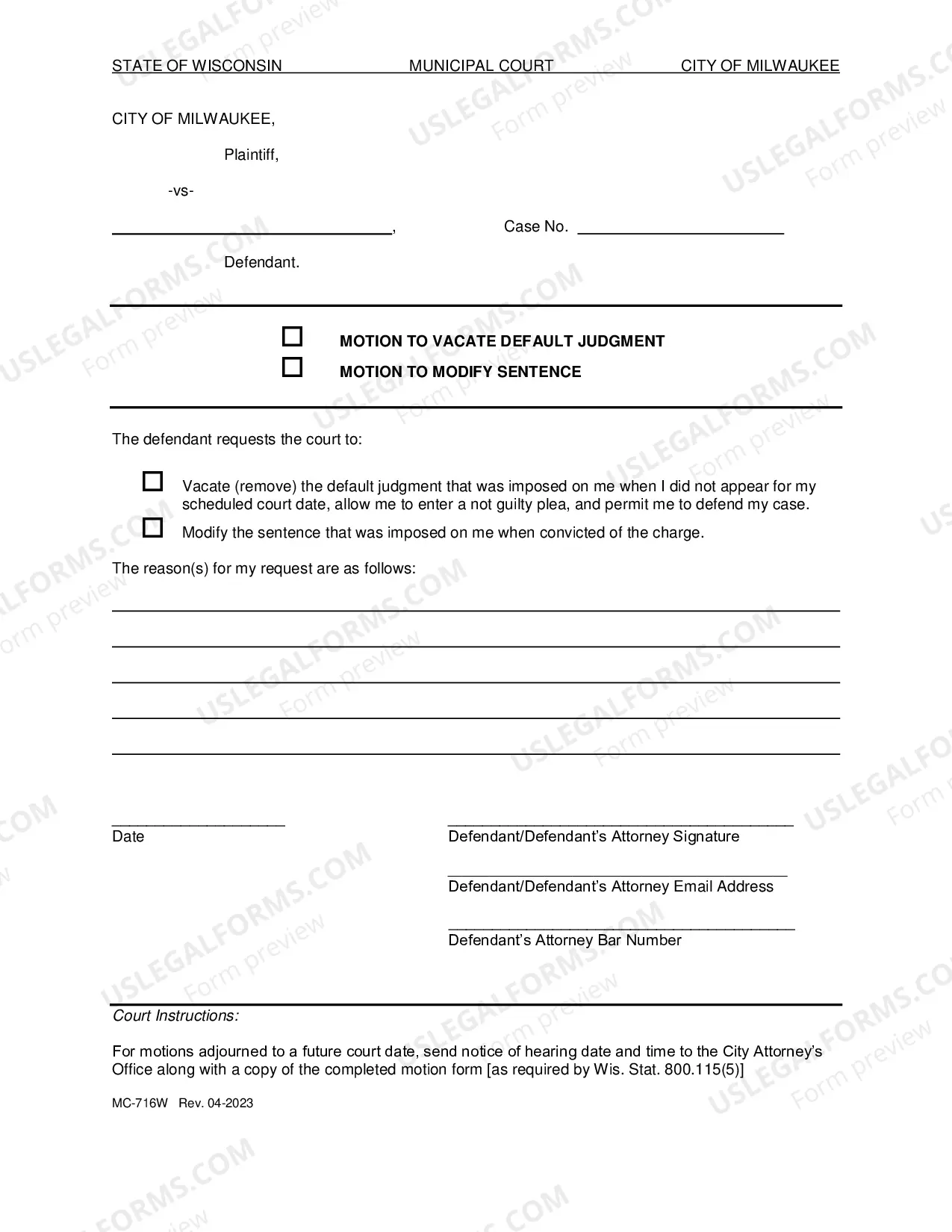 Preview Motion to Vacate Default Judgment Motion to Modify Sentence