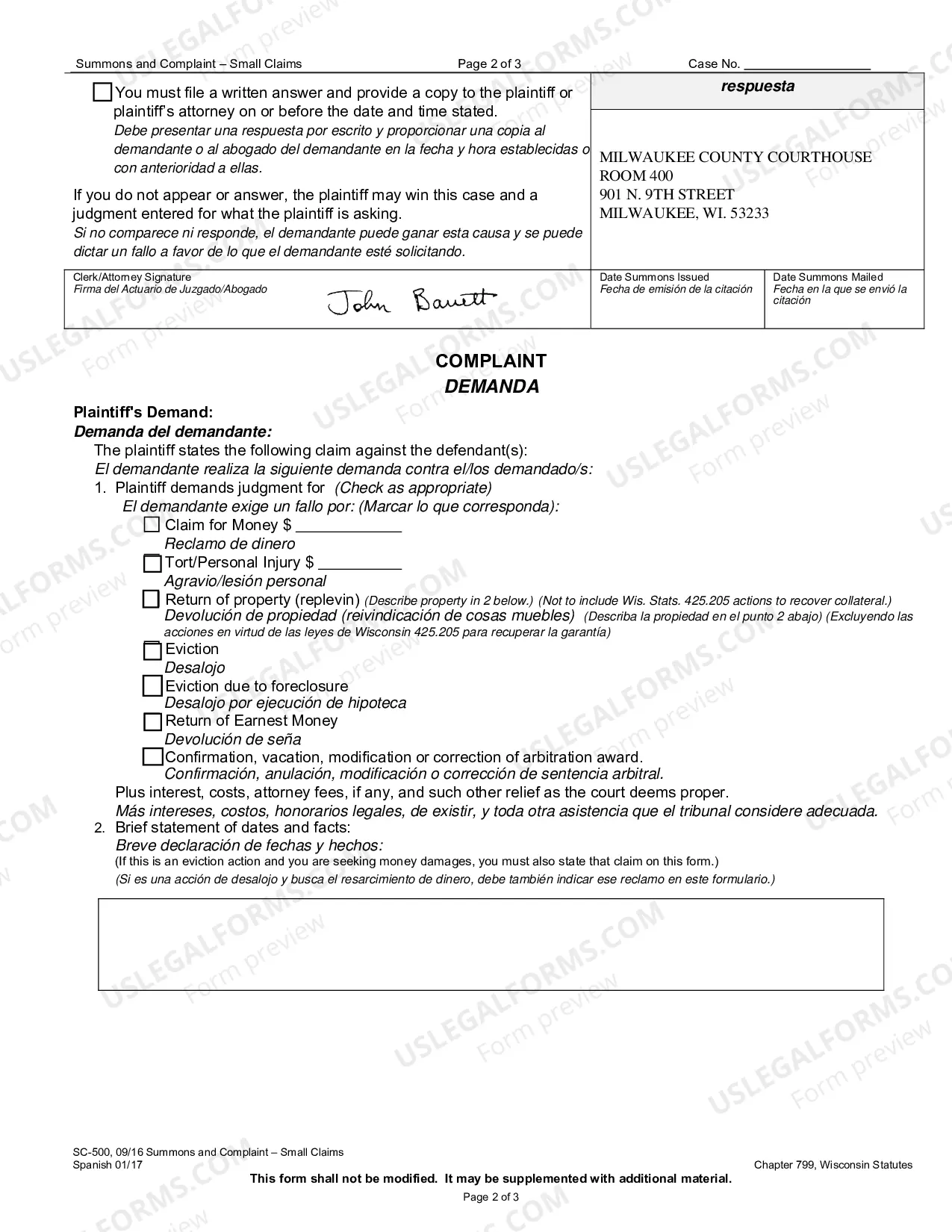 Preview Small Claims Summons andComplaint - 2011