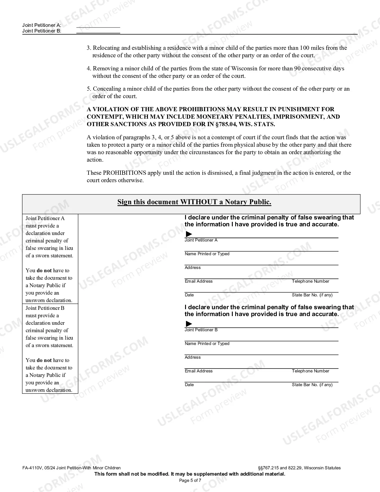 Preview Joint Petition (Pro-Se)