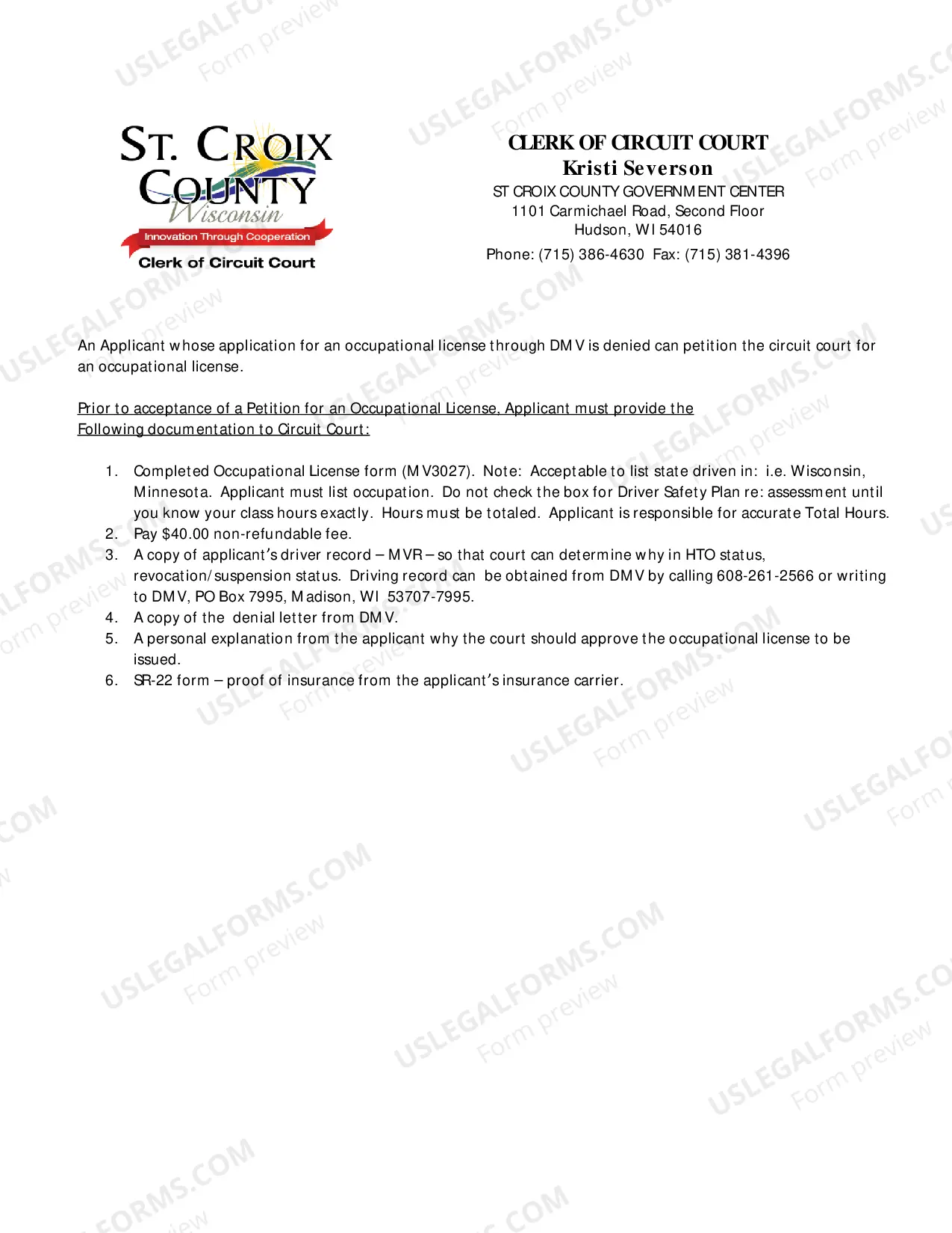 Preview Occupational License procedures
