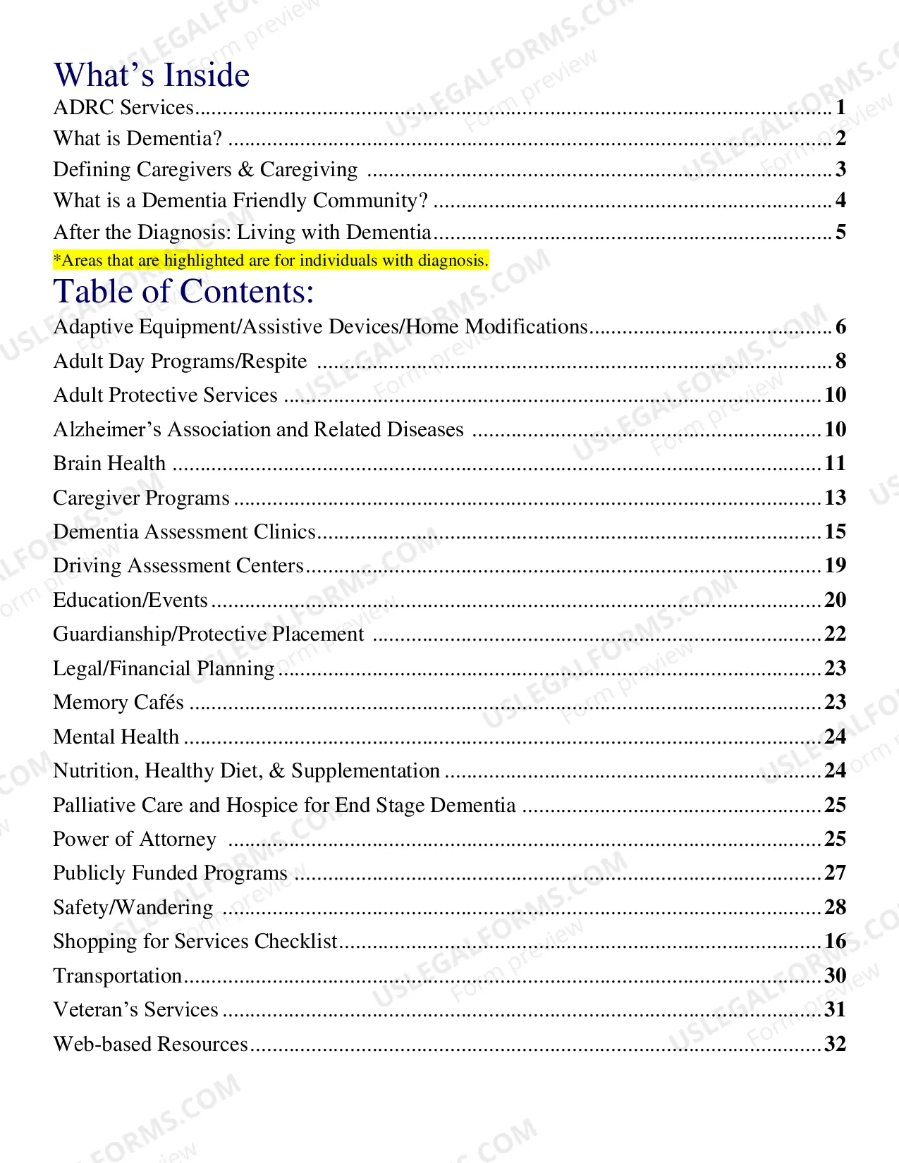 Preview Dementia and Caregiving Guide