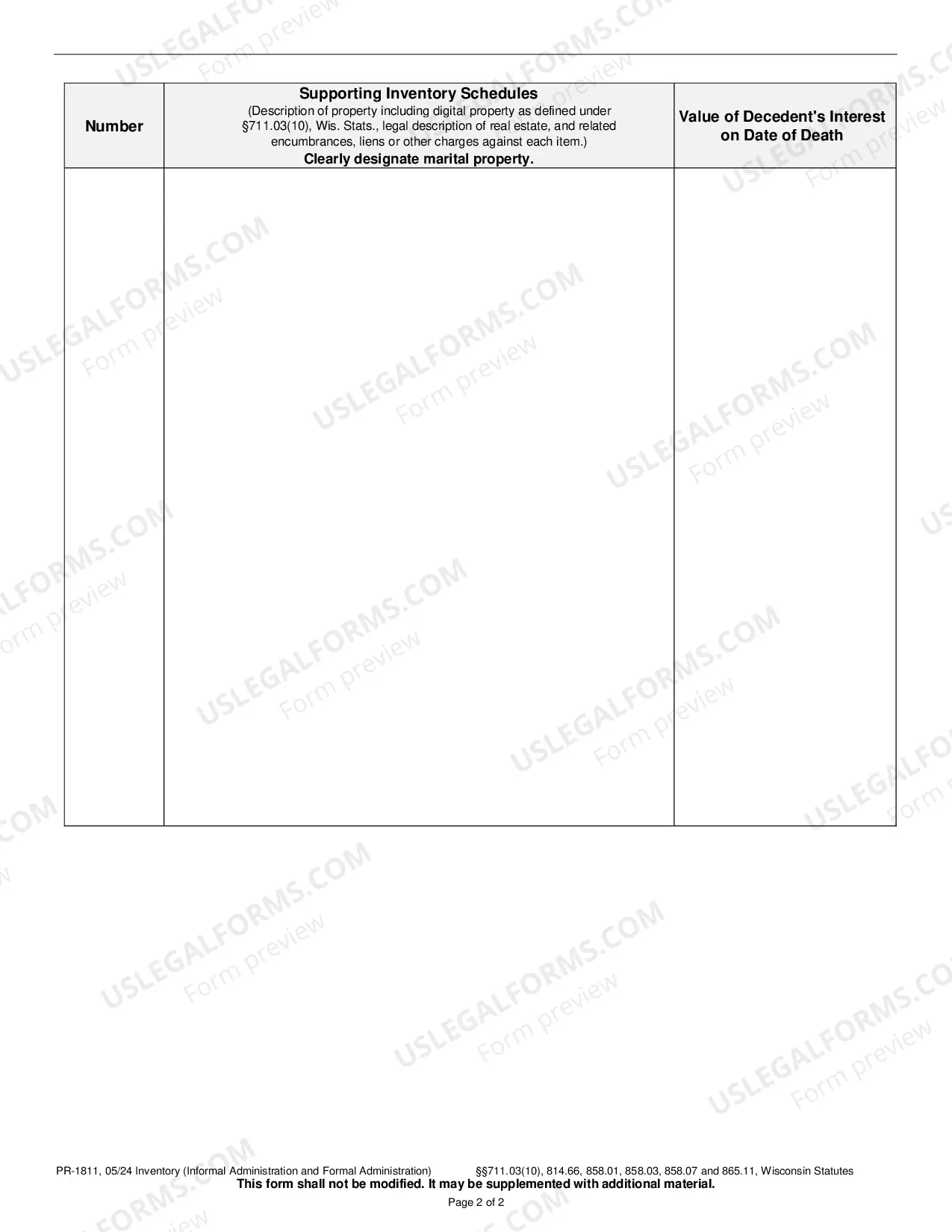 Preview Inventory (Informal and Formal Administration)