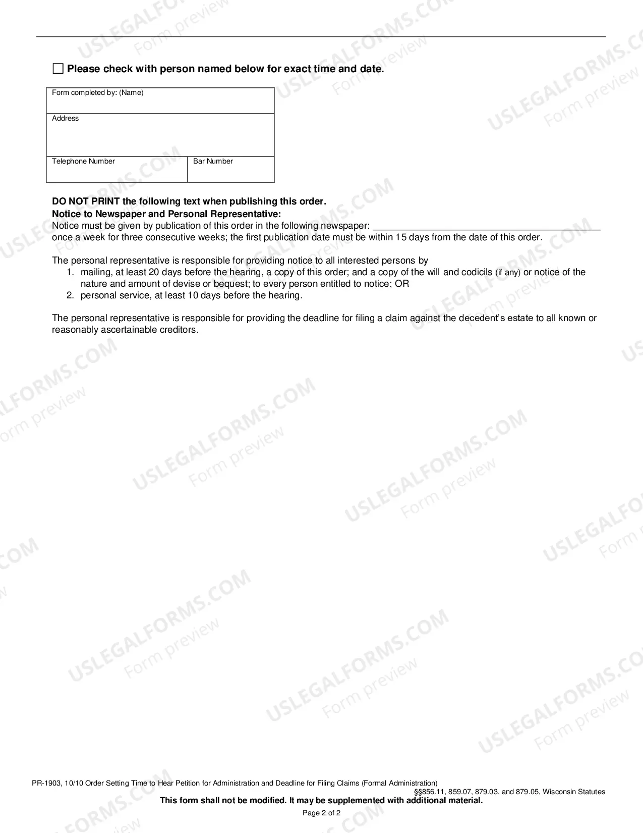 Preview Order Setting Time to Hear Petition for Administration and Deadline for Filing Claims (Formal Administration)