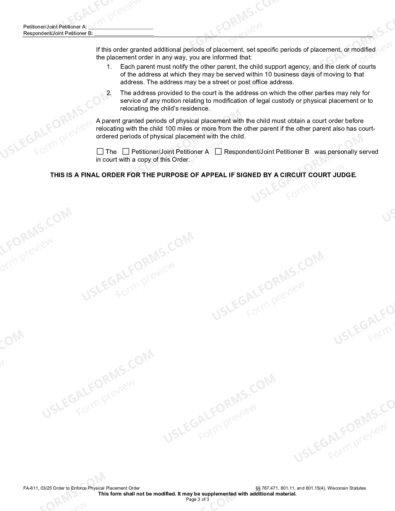 Preview Order to Enforce Physical Placement Order