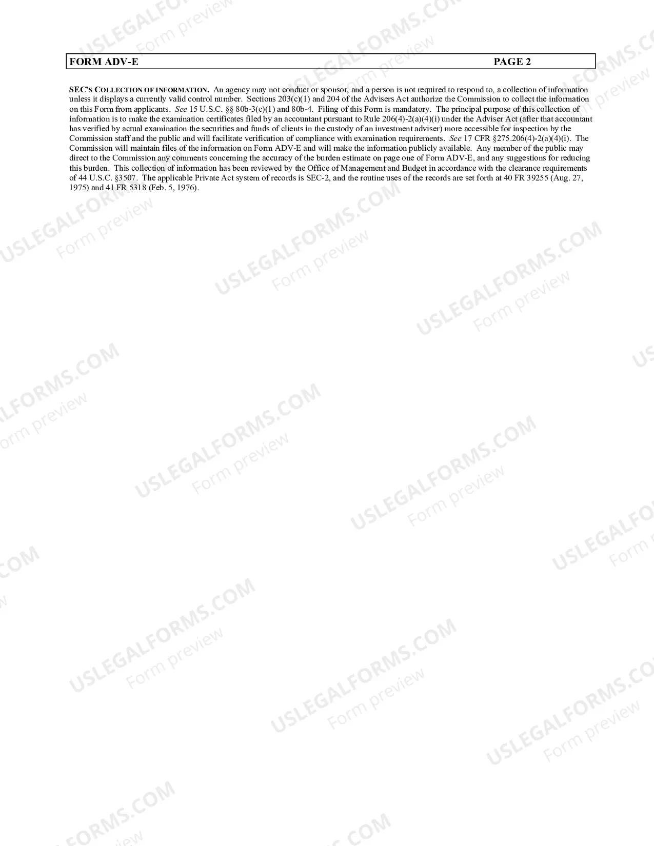 Preview Form ADV-E