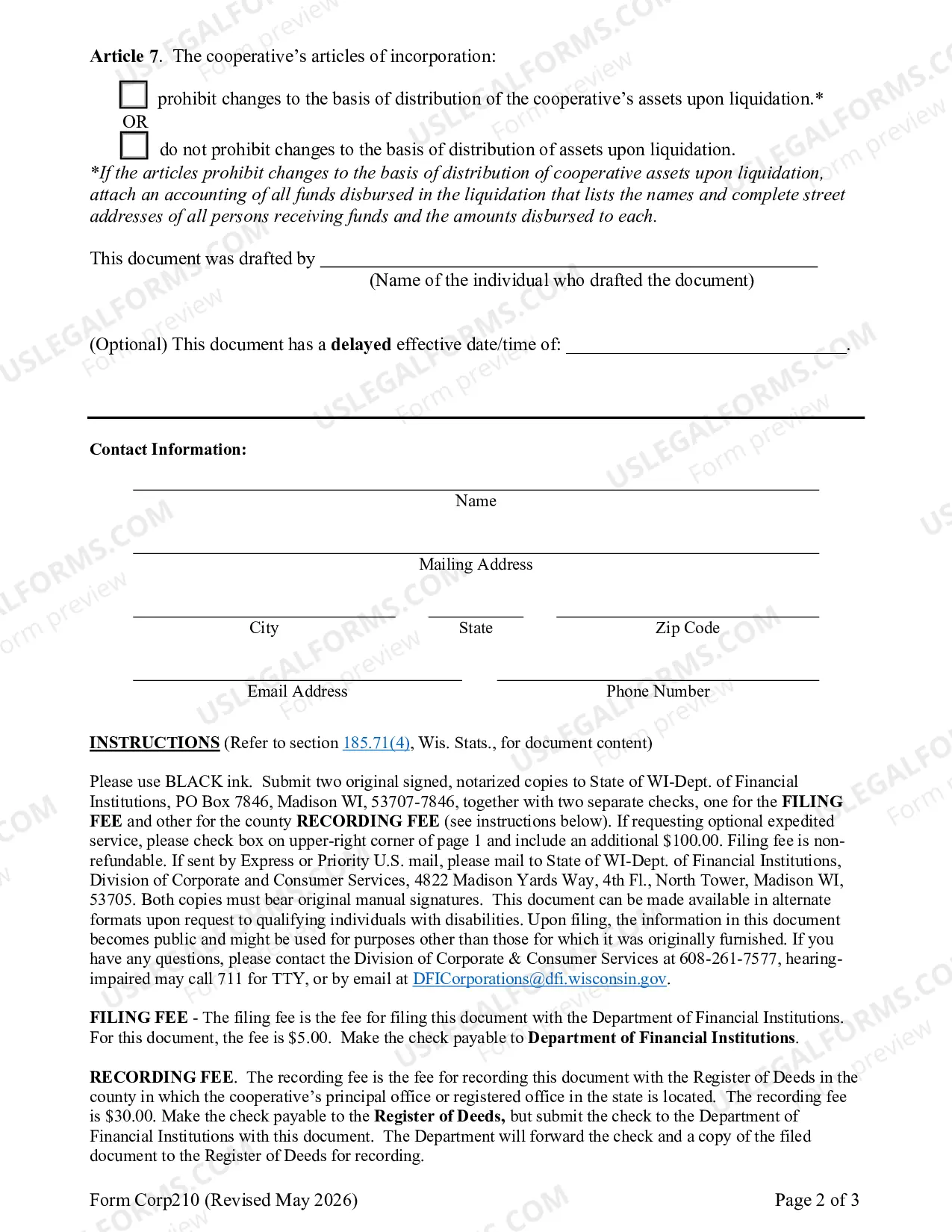 Preview Articles of Dissolution - Cooperative