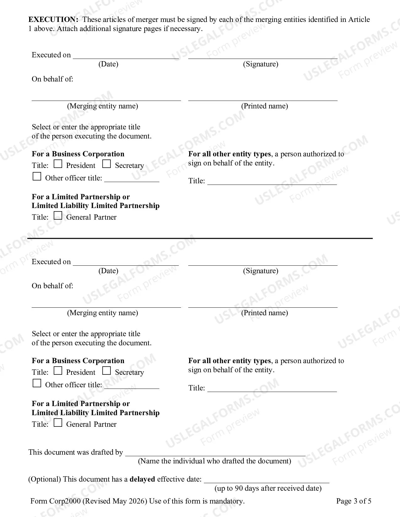 Preview Articles of Merger