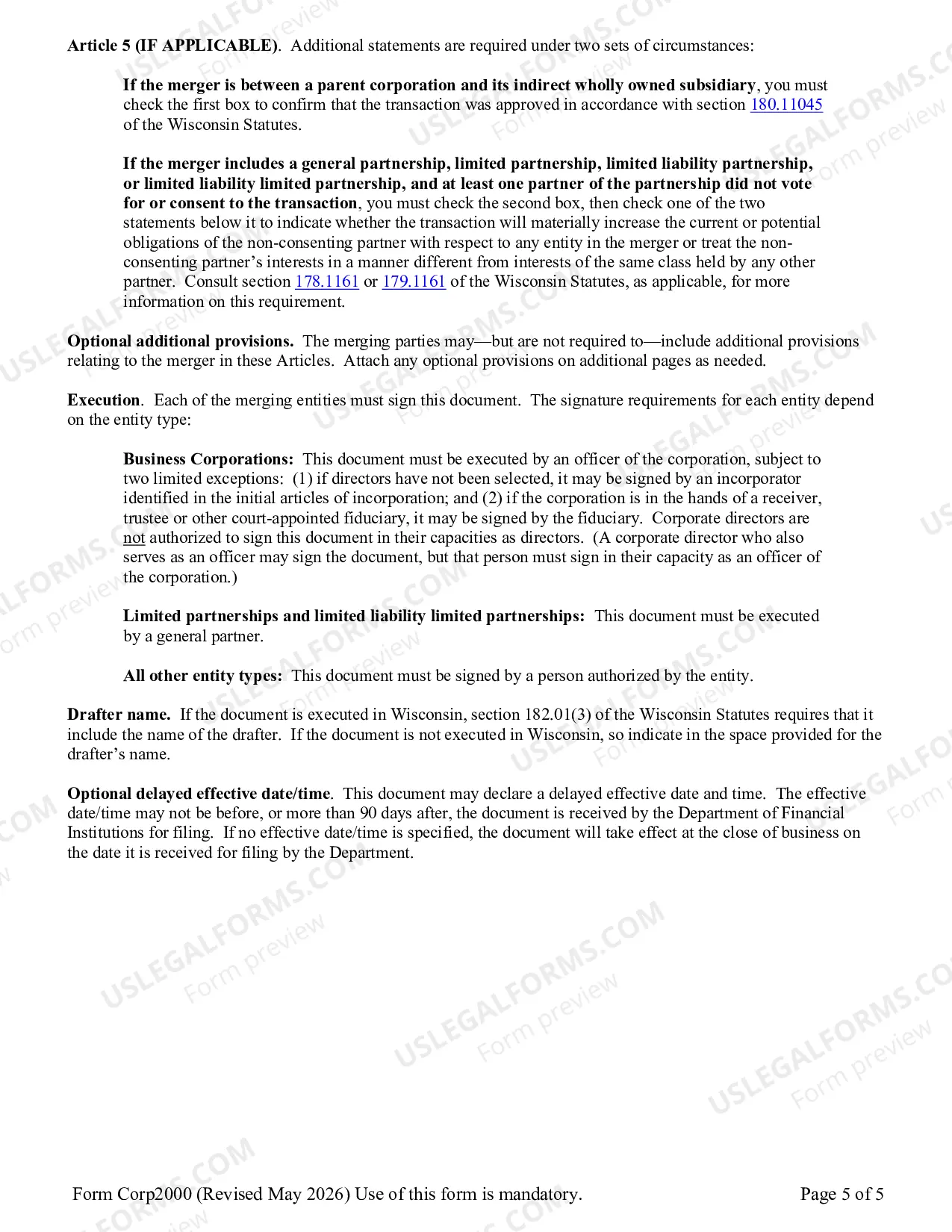 Preview Articles of Merger
