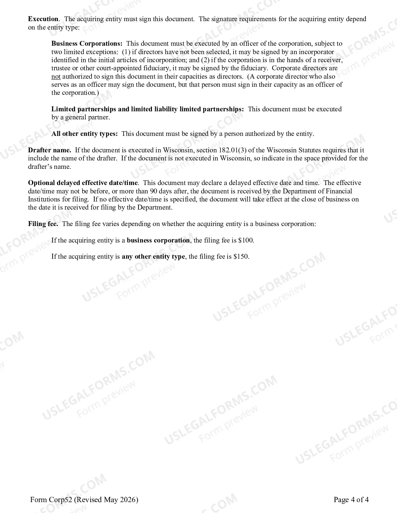 Preview Articles of Share or Interest Exchange
