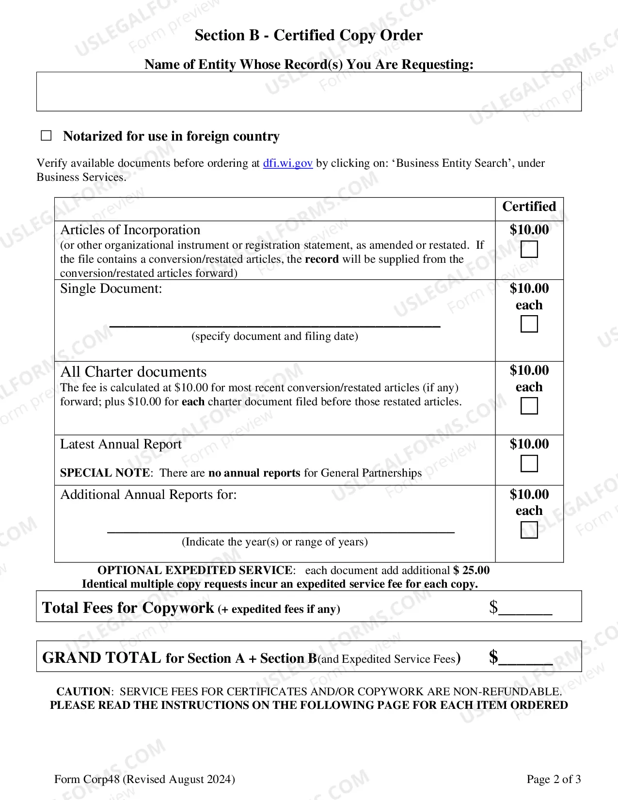 Preview Certificate of Status And Certified Copy Request
