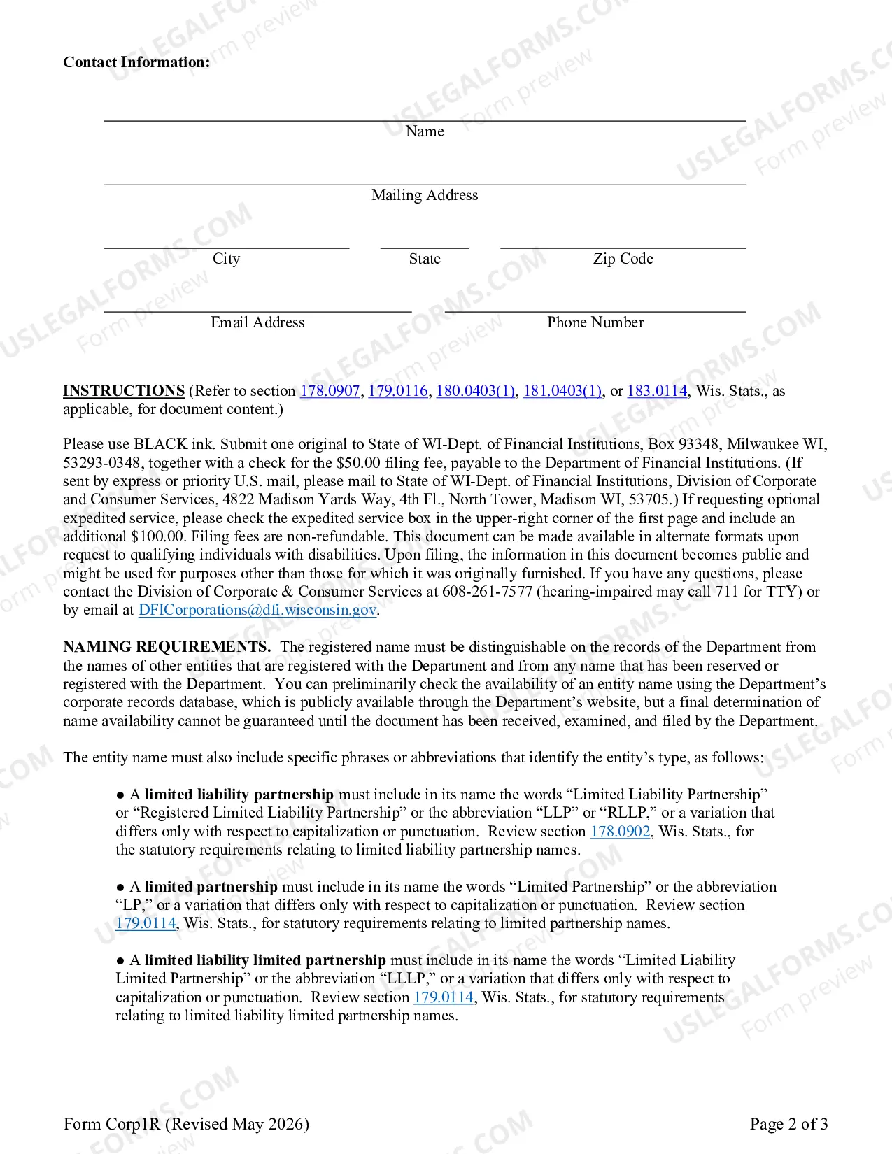 Preview Foreign Corporation - Registered Name Application