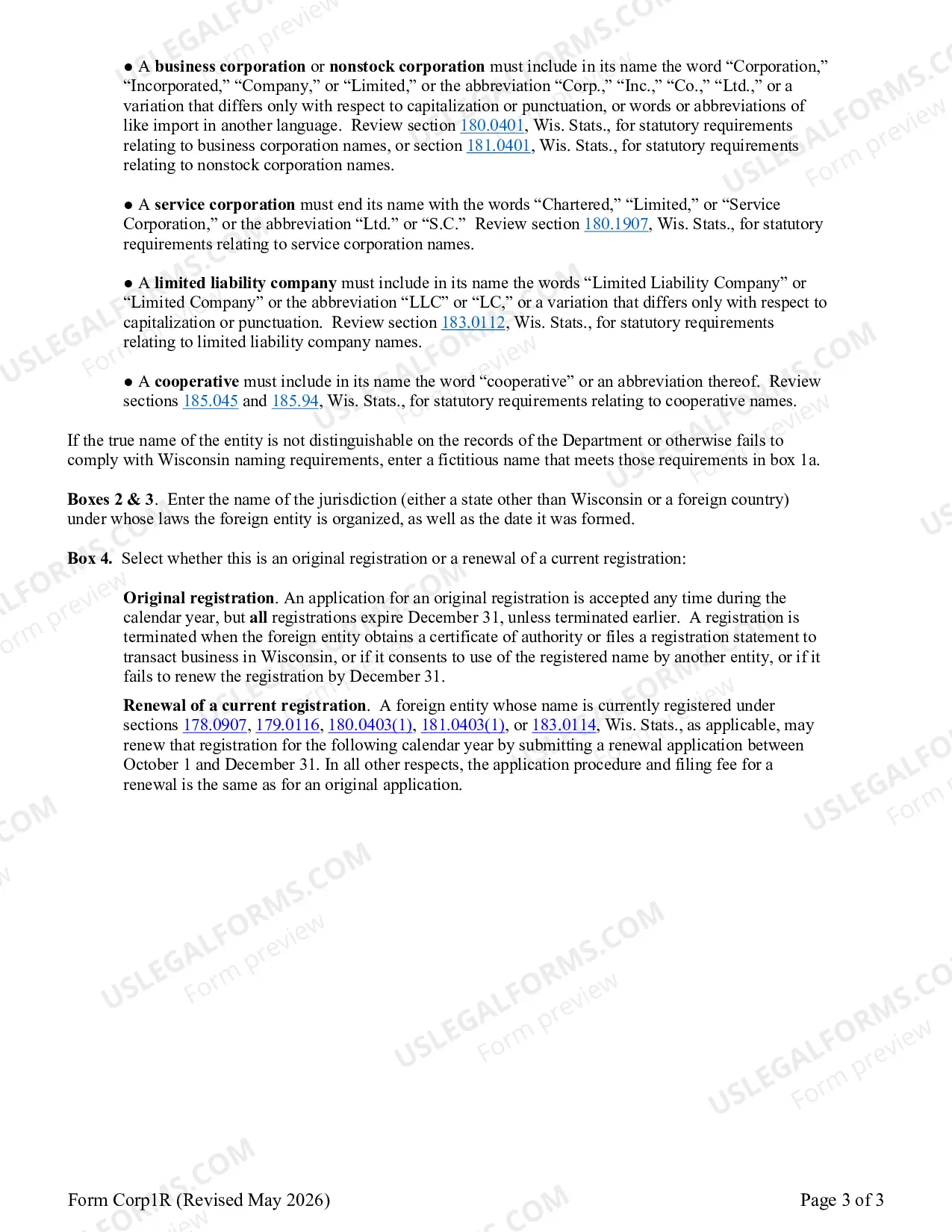 Preview Foreign Corporation - Registered Name Application