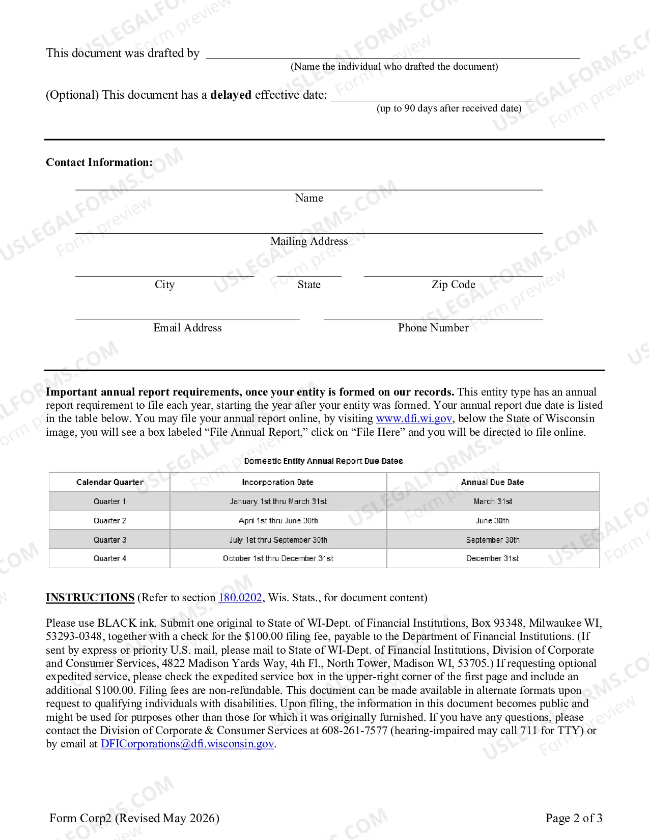 Preview Articles of Incorporation - Stock For-Profit Corporation