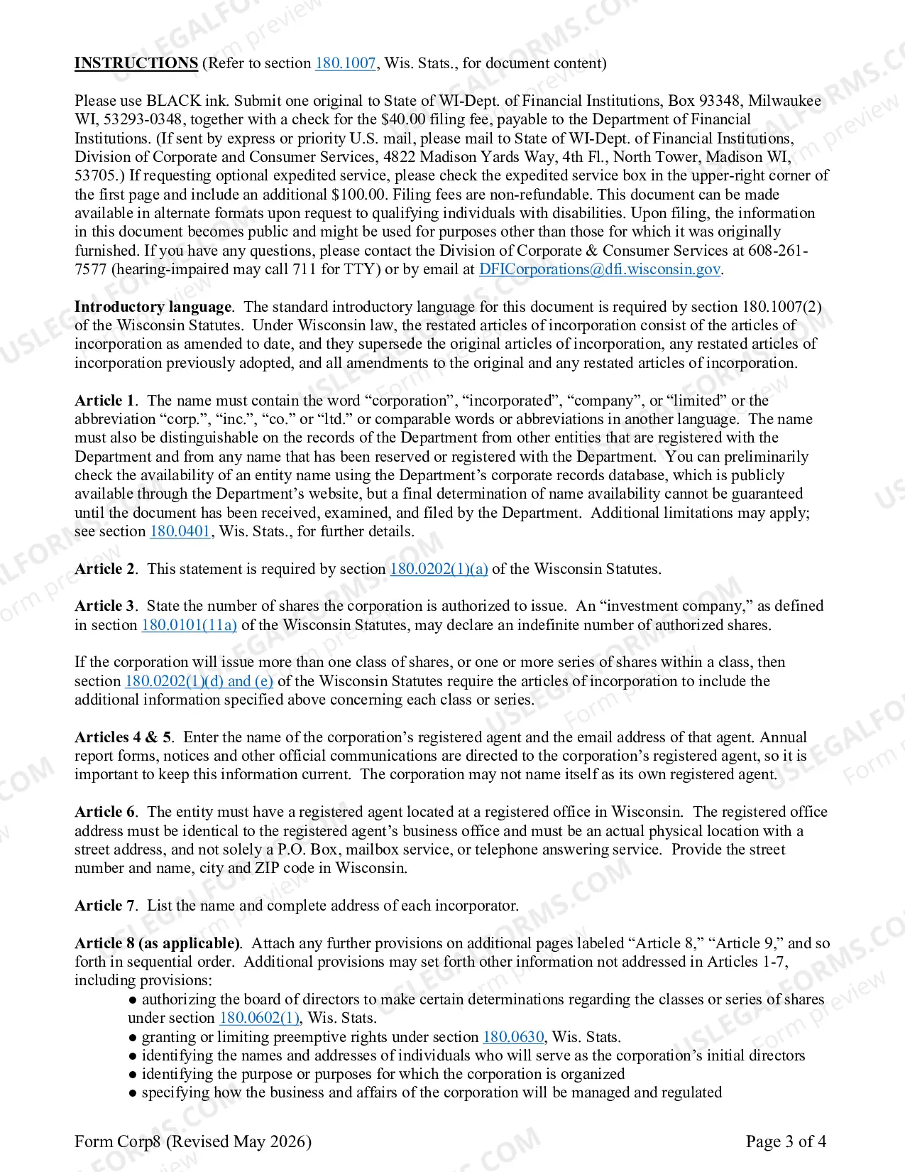 Preview Restated Articles of Incorporation - Stock For-Profit Corporation