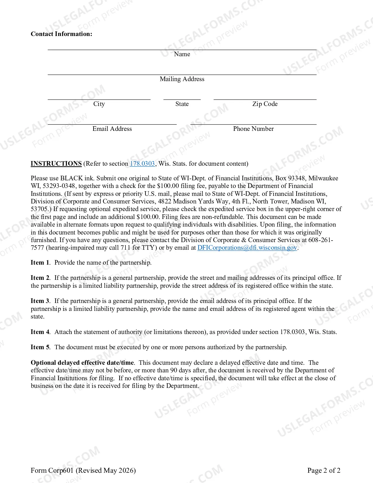 Preview Statement of Partnership Authority