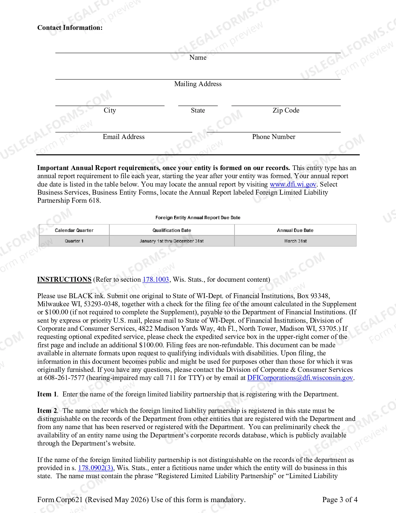 Preview Foreign Limited Liability Partnership Registration Statement