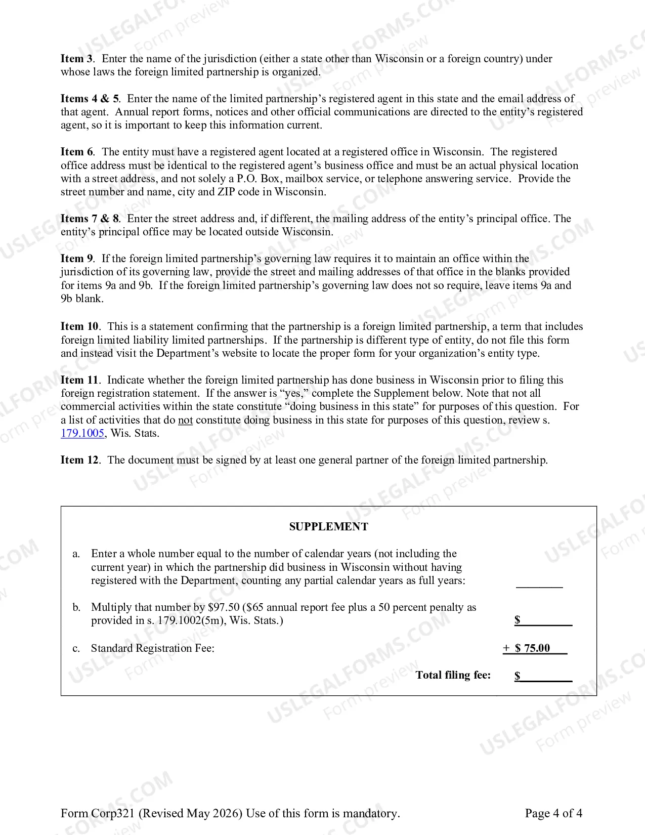 Preview Foreign Limited Partnership Application