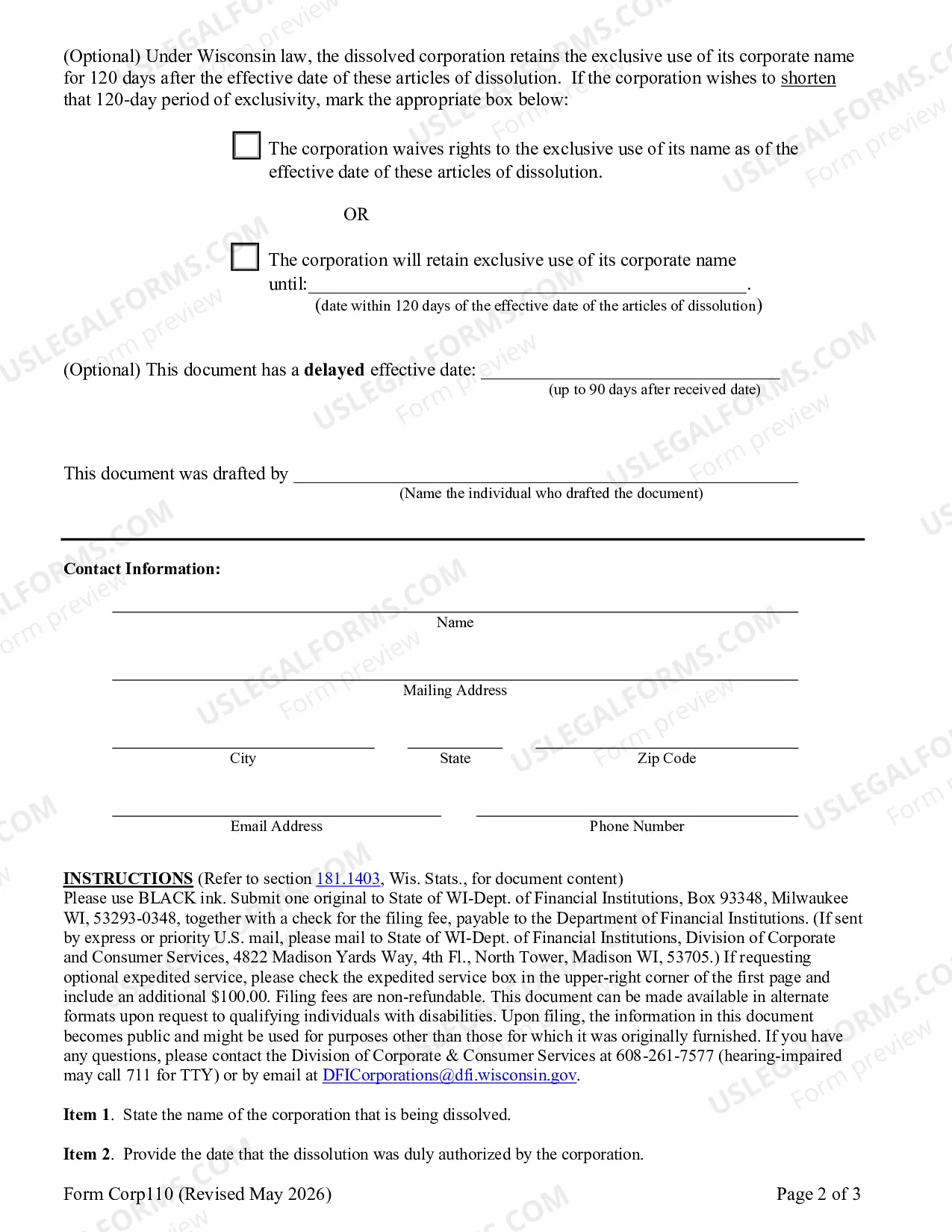 Preview Articles of Dissolution - Nonstock Corporation