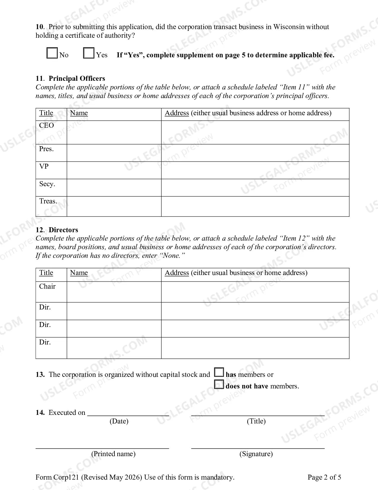 Preview Foreign Nonstock Corporation - Certificate of Authority Application and/or Amended Certificate
