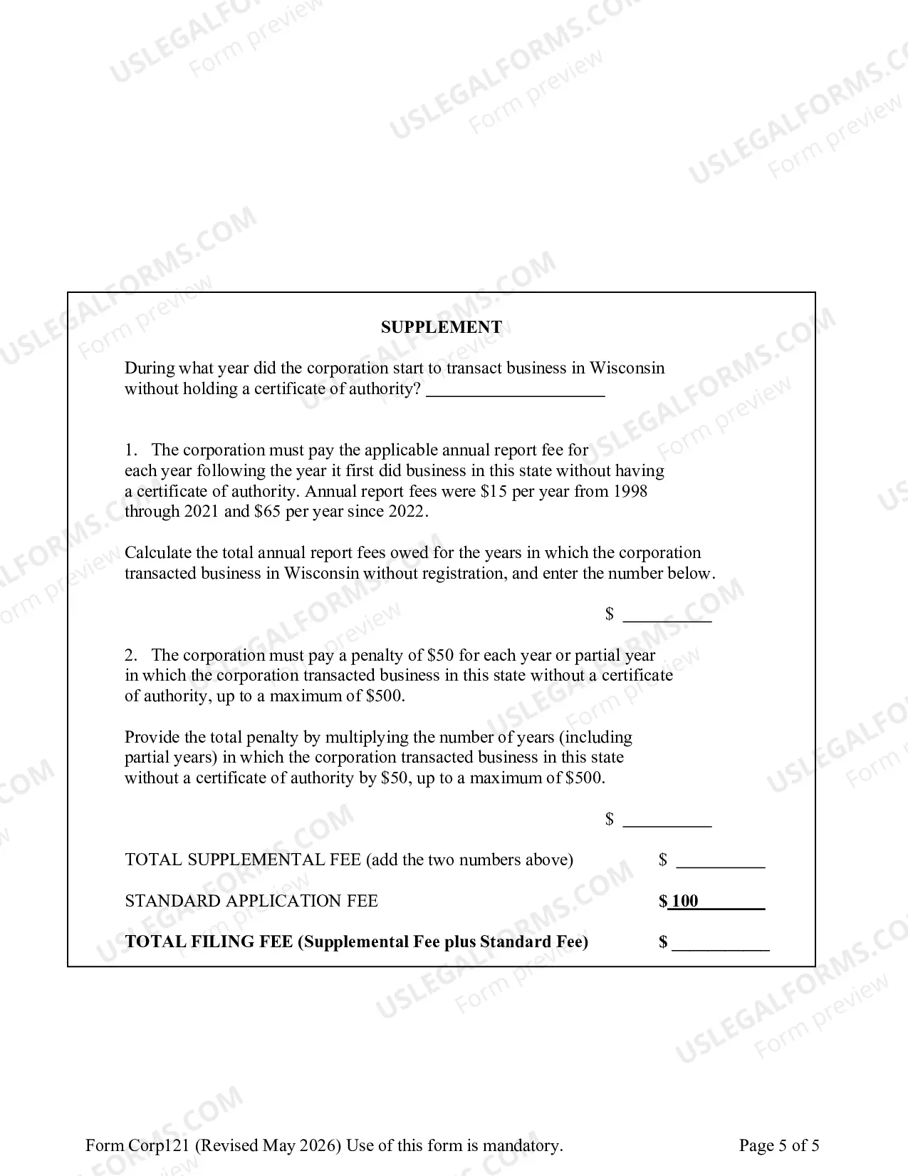 Preview Foreign Nonstock Corporation - Certificate of Authority Application and/or Amended Certificate