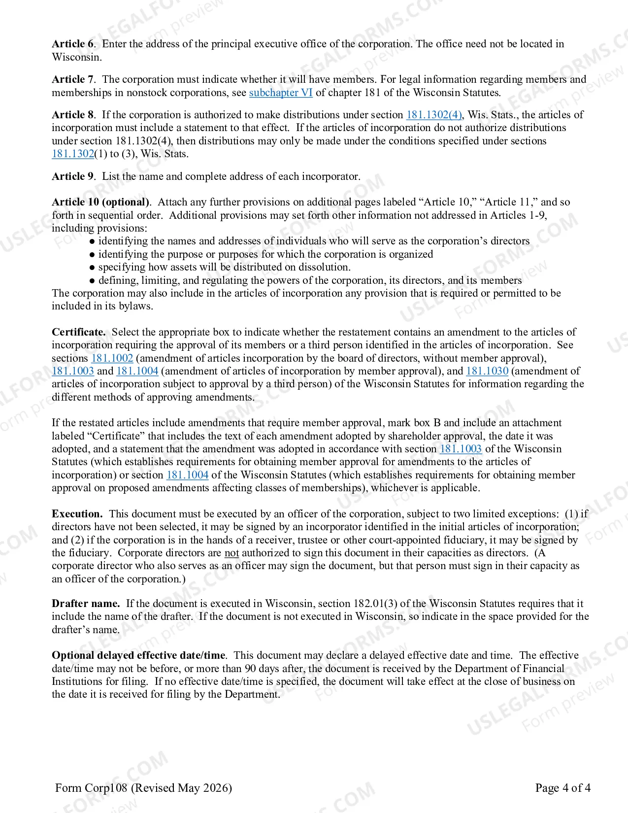 Preview Restated Articles of Incorporation - Nonstock Corporation