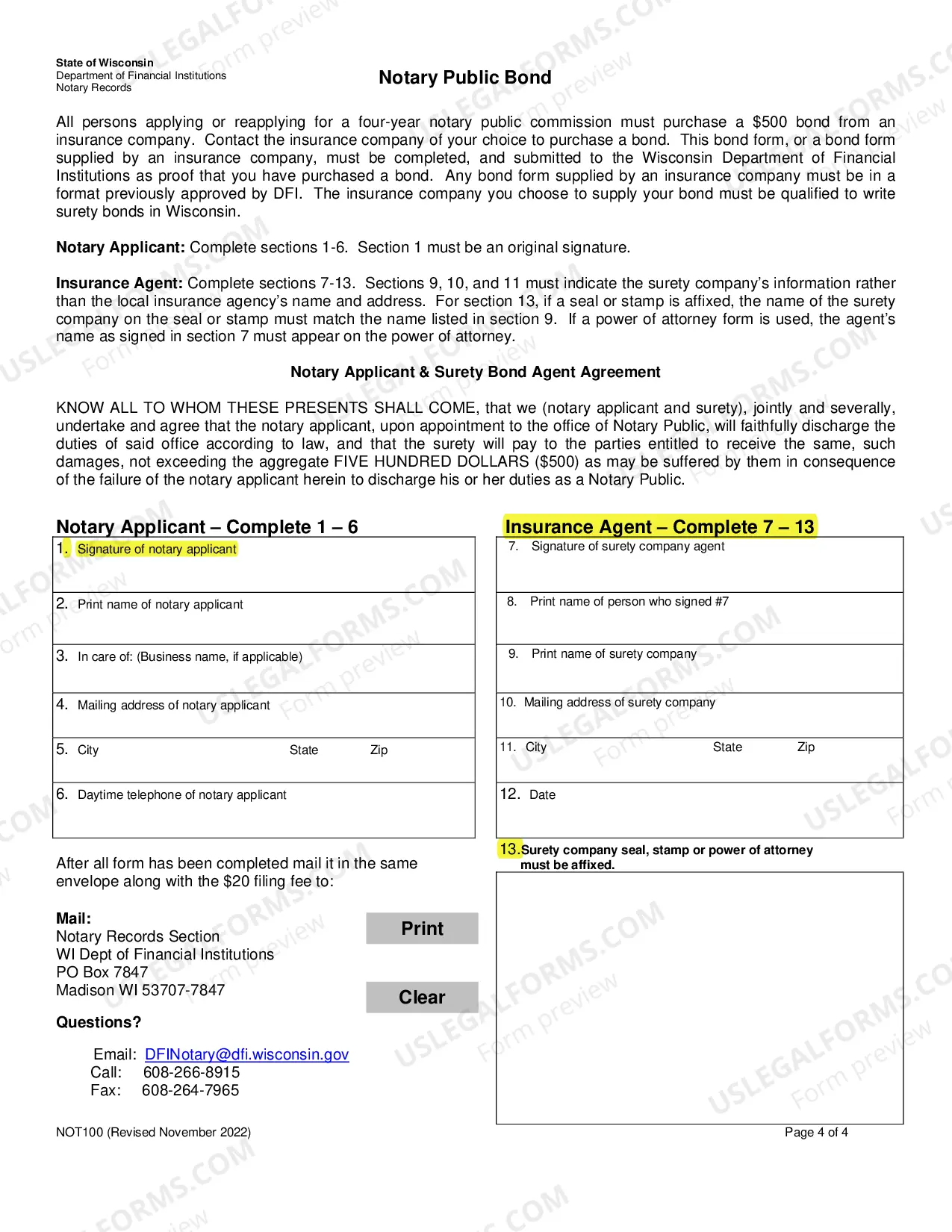Preview Four Year Notary Commission Application