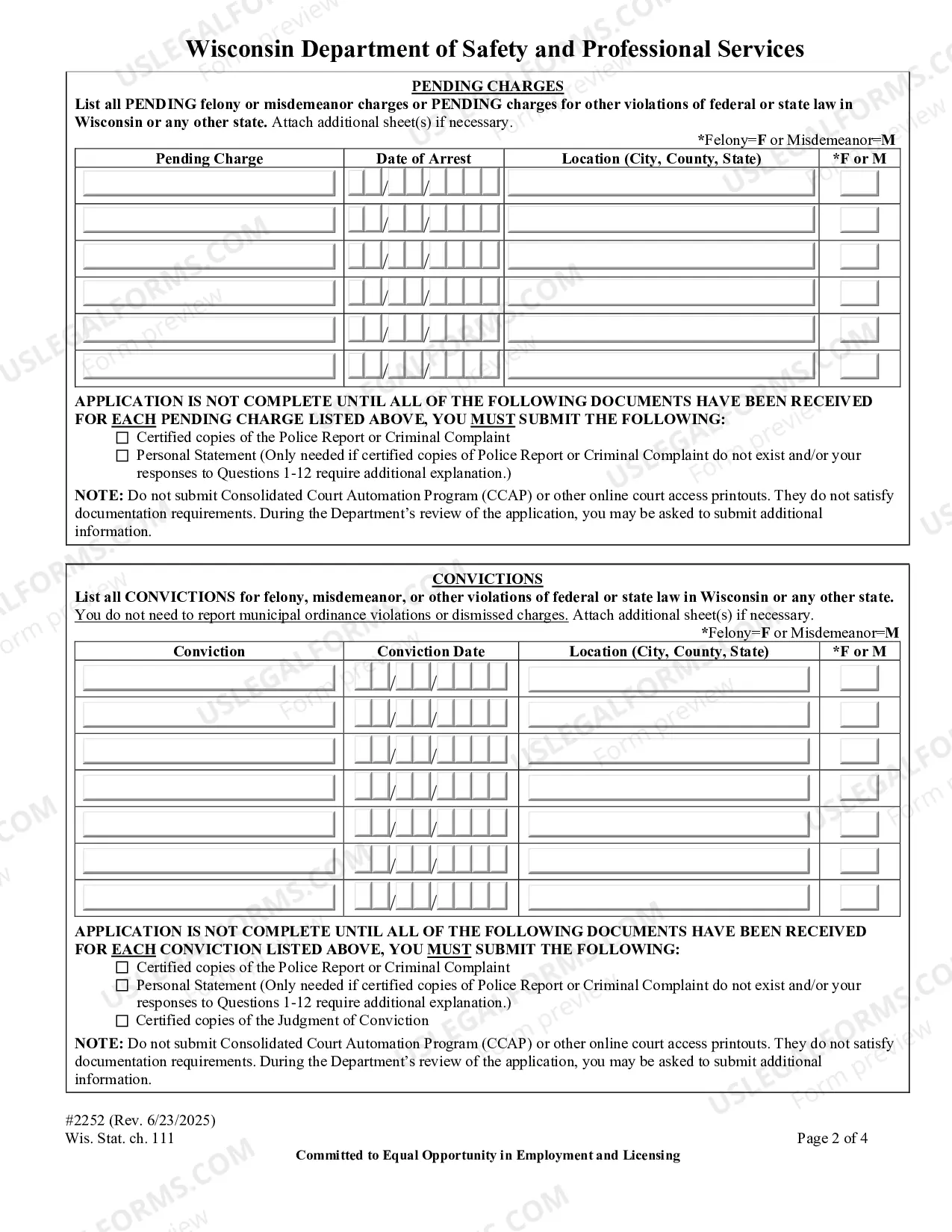 Preview ?Convictions and Pending Charges