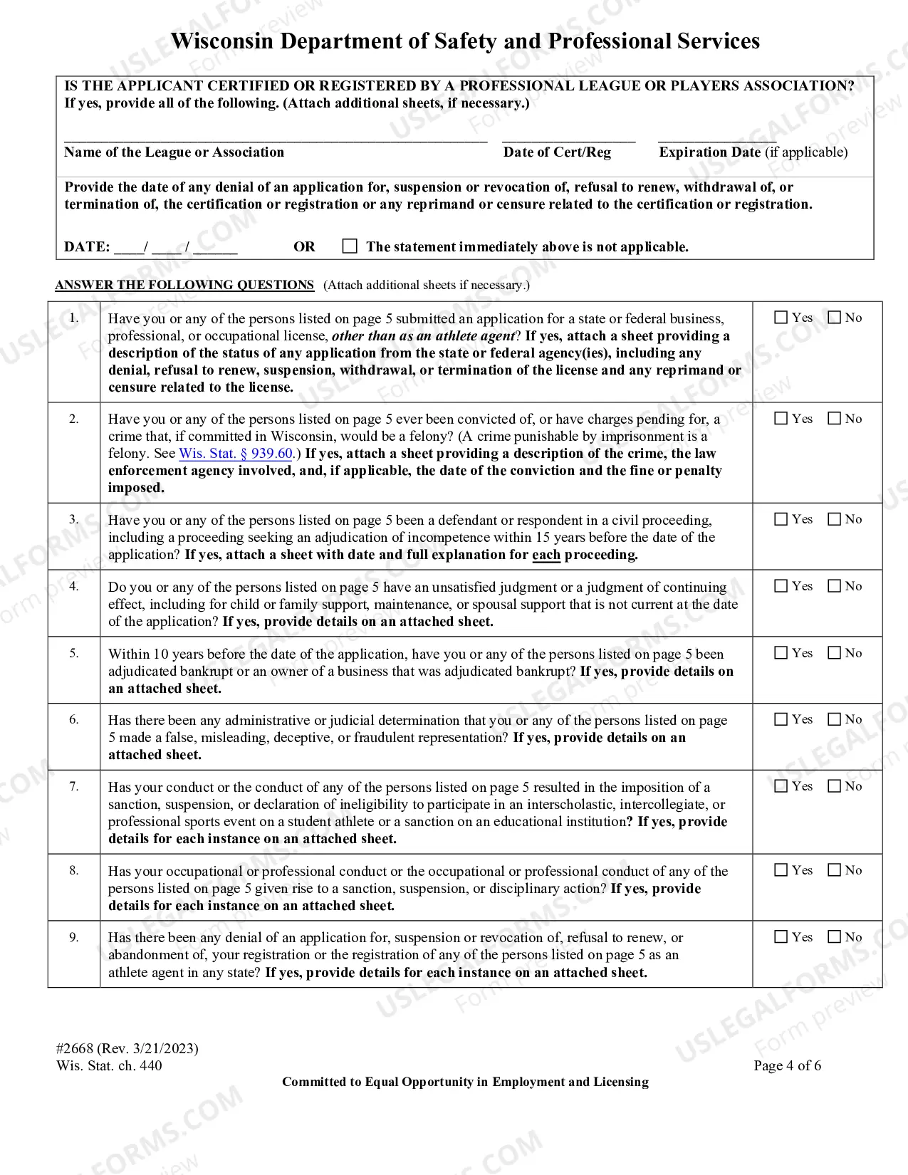 Preview Application for Athlete Agent Registration
